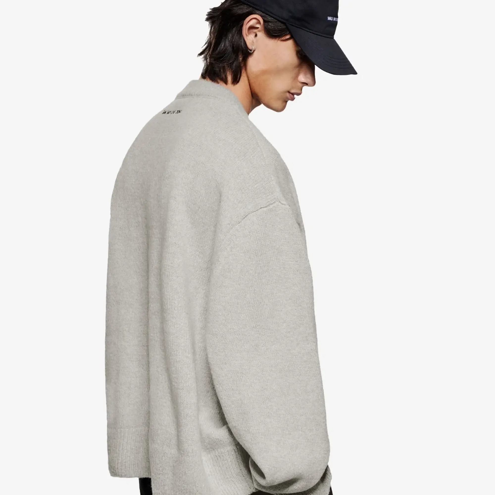 MKI Men's Mohair Blend Knit Crew Light Grey