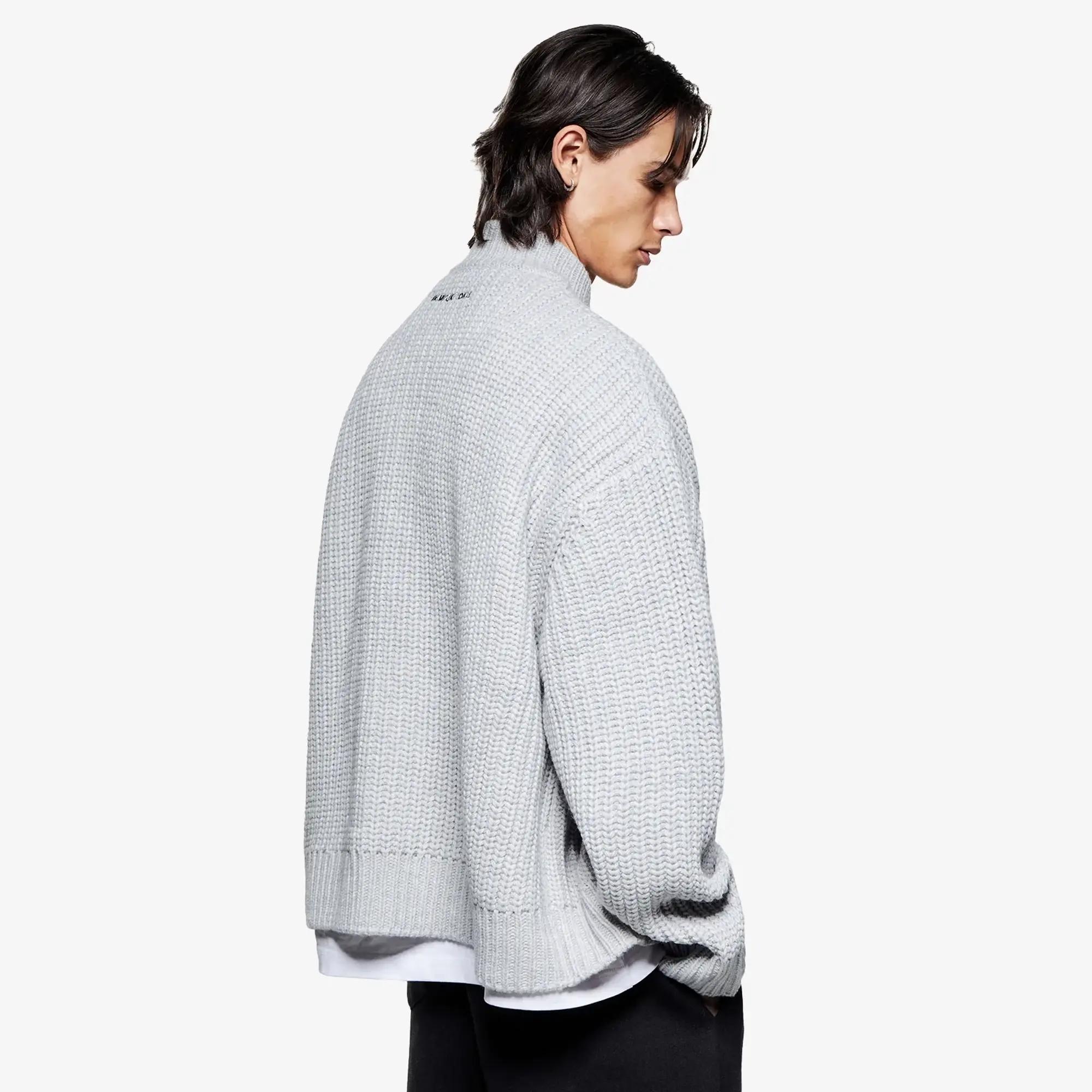 MKI Men's Chunky Rib Knit Track Jacket Grey