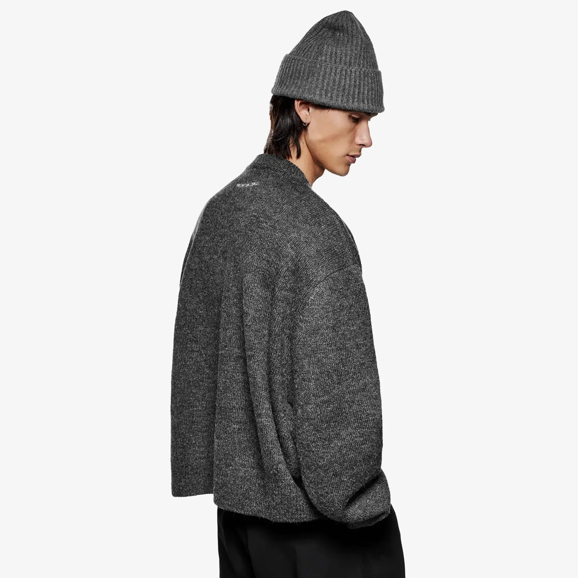 MKI Men's Mohair Blend Knit Crew Charcoal