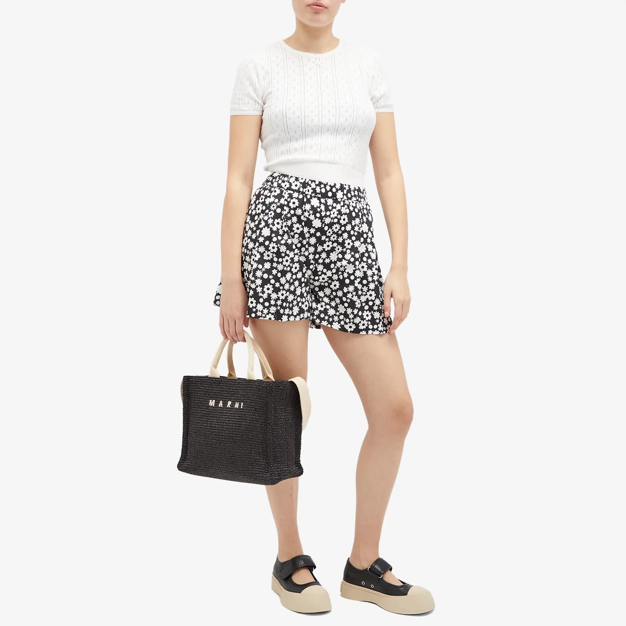 Marni Women's Small Basket Bag Black/Natural
