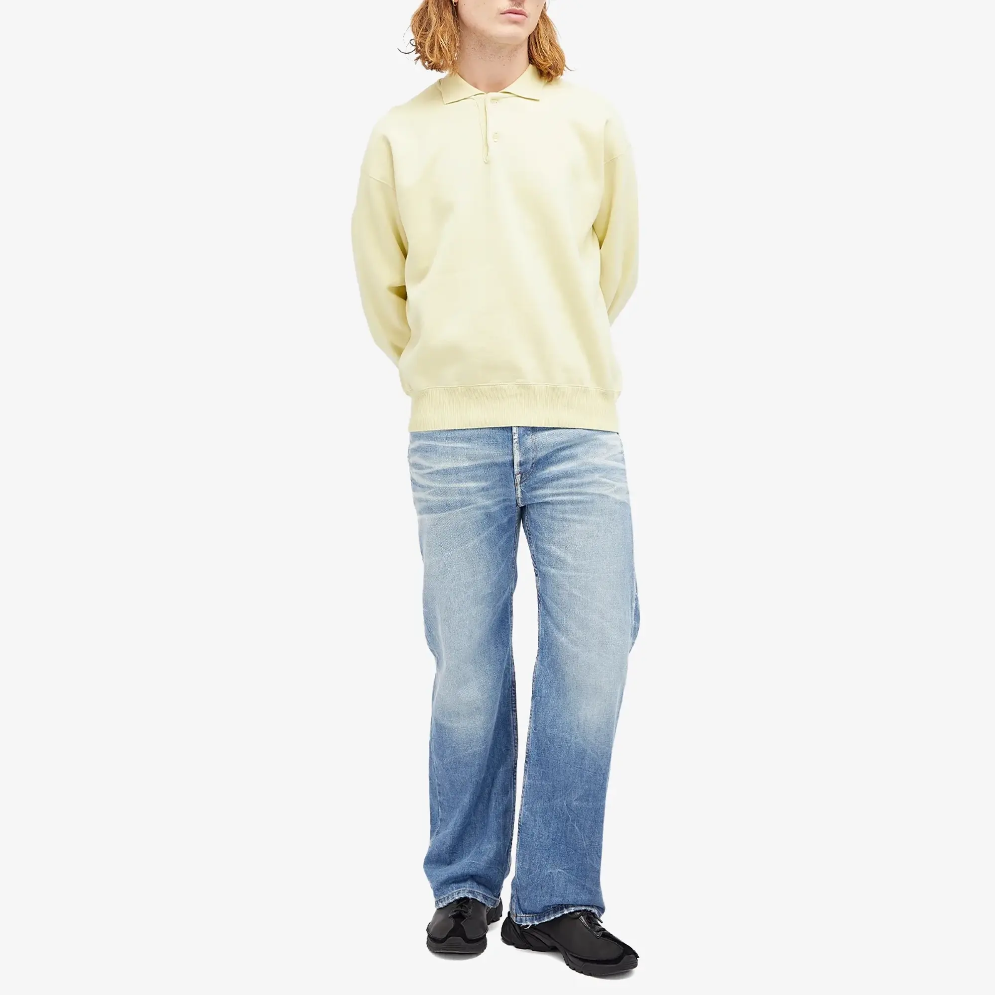 Auralee Men's Super Soft Polo Sweat Light Lime