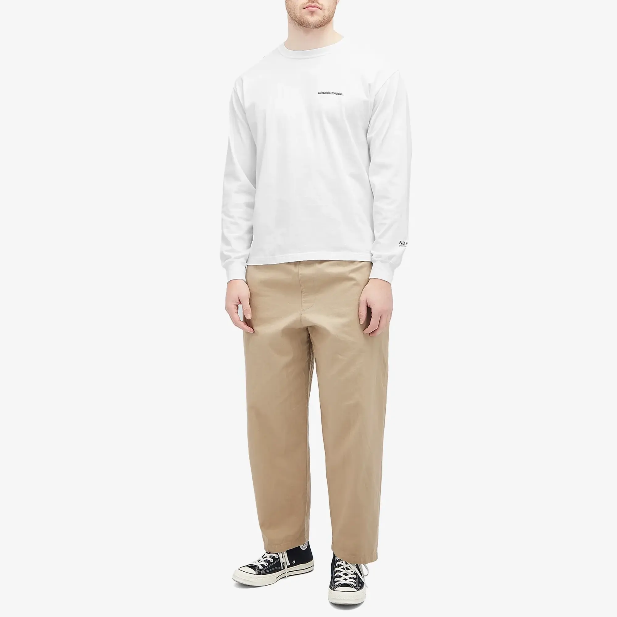 Neighborhood Men's LS-8 Long Sleeve T-Shirt White