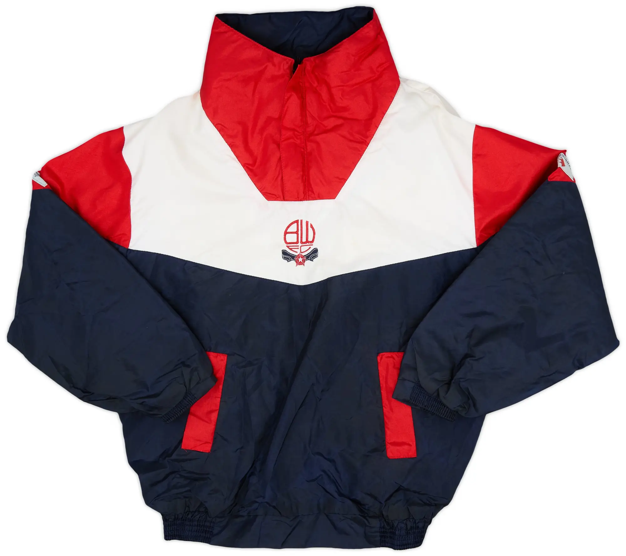 Jacket/Coat 1990-91 Bolton Matchwinner 1/4 Zip Padded Bench Coat - 7/10 - (L)