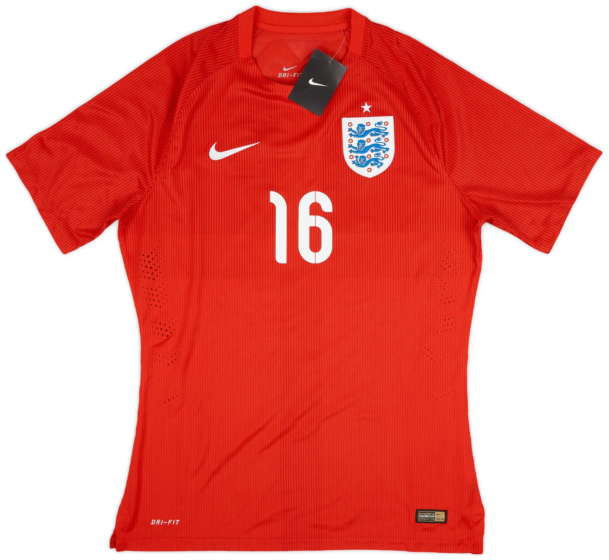Nike 2014-15 England Authentic Away Shirt #16 (L)