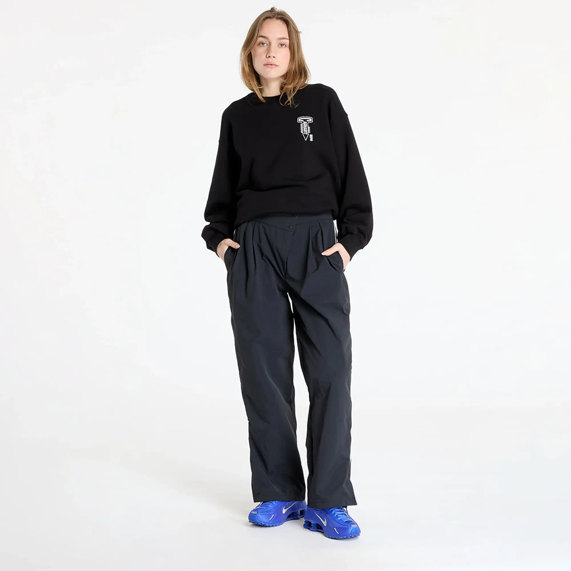 Pants Nike Sportswear Collection Women's Asymmetric Waist Trousers Black/ Lt Iron Ore/ White L