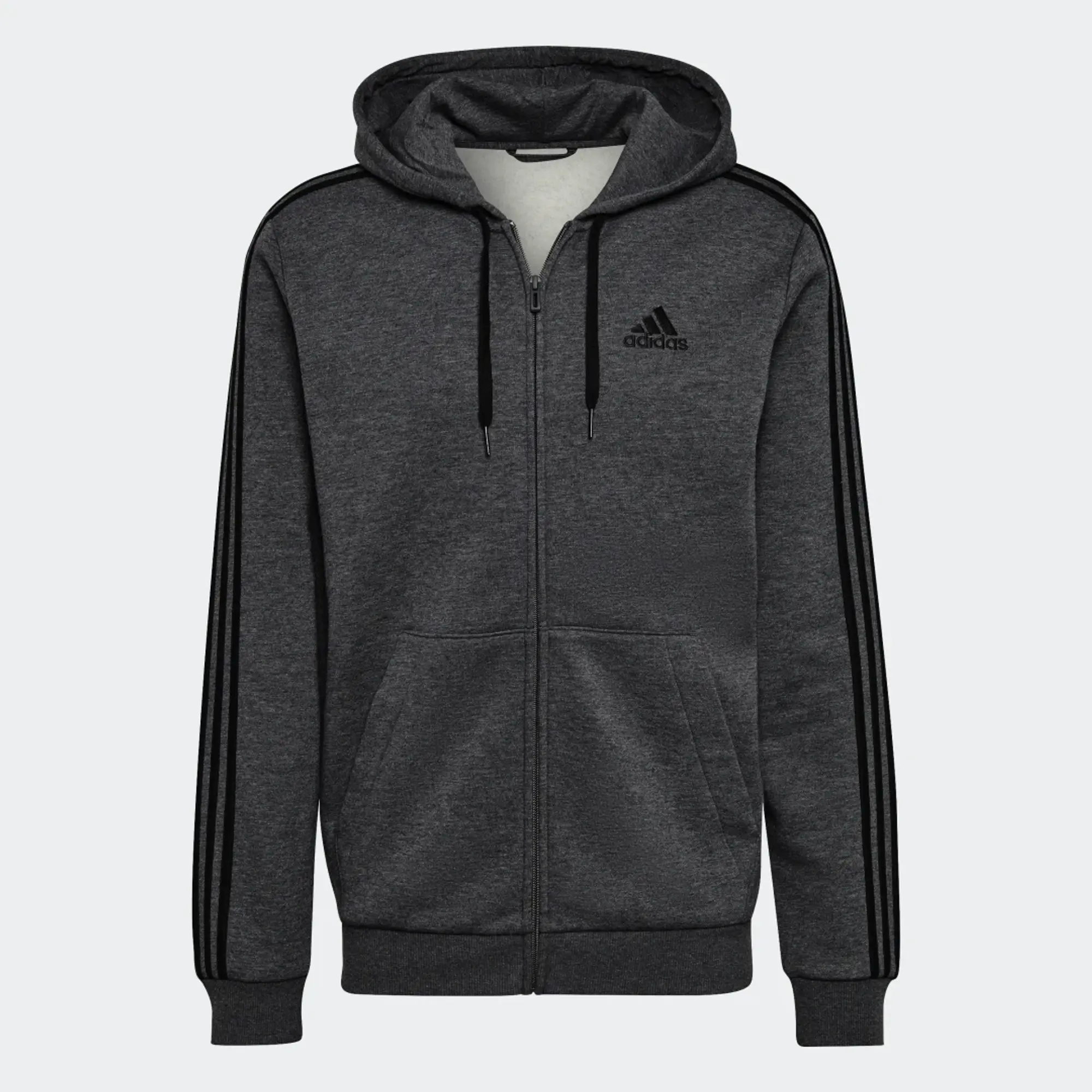 adidas Fleece 3 Stripes Full Zip Hoodie Mens