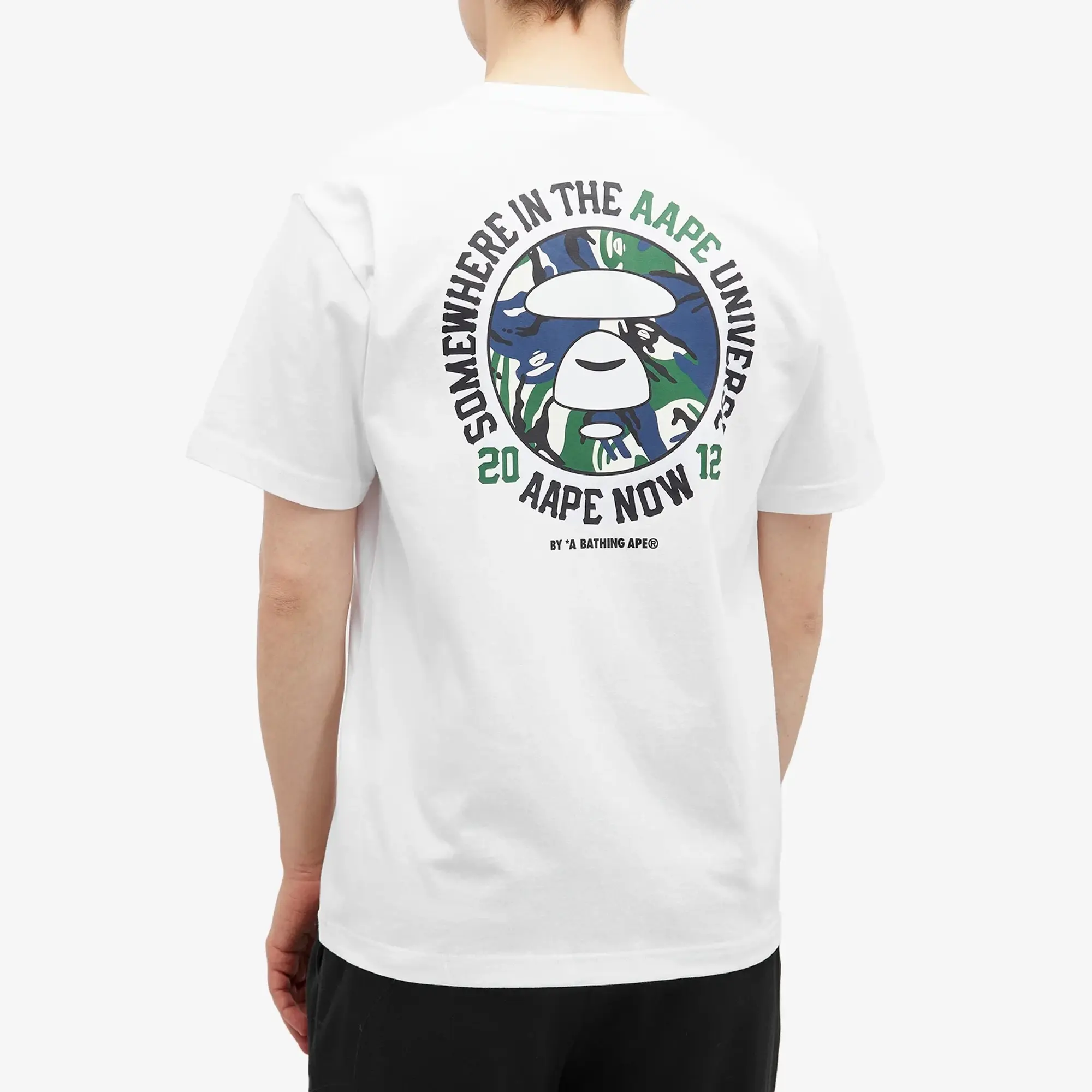 AAPE By A Bathing Ape Back Print Graphic T-Shirt, White