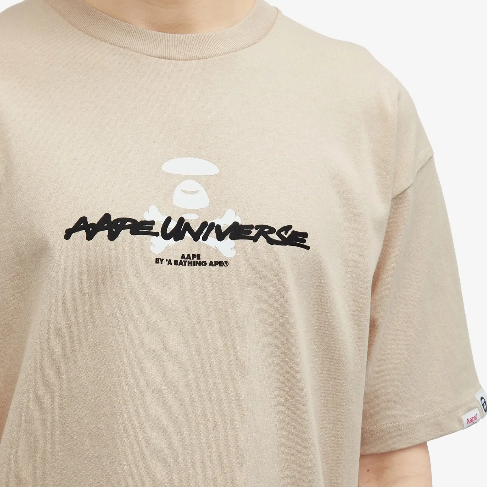 A Bathing Ape AAPE Graffiti X-Bone T-Shirt Beige (Grey)