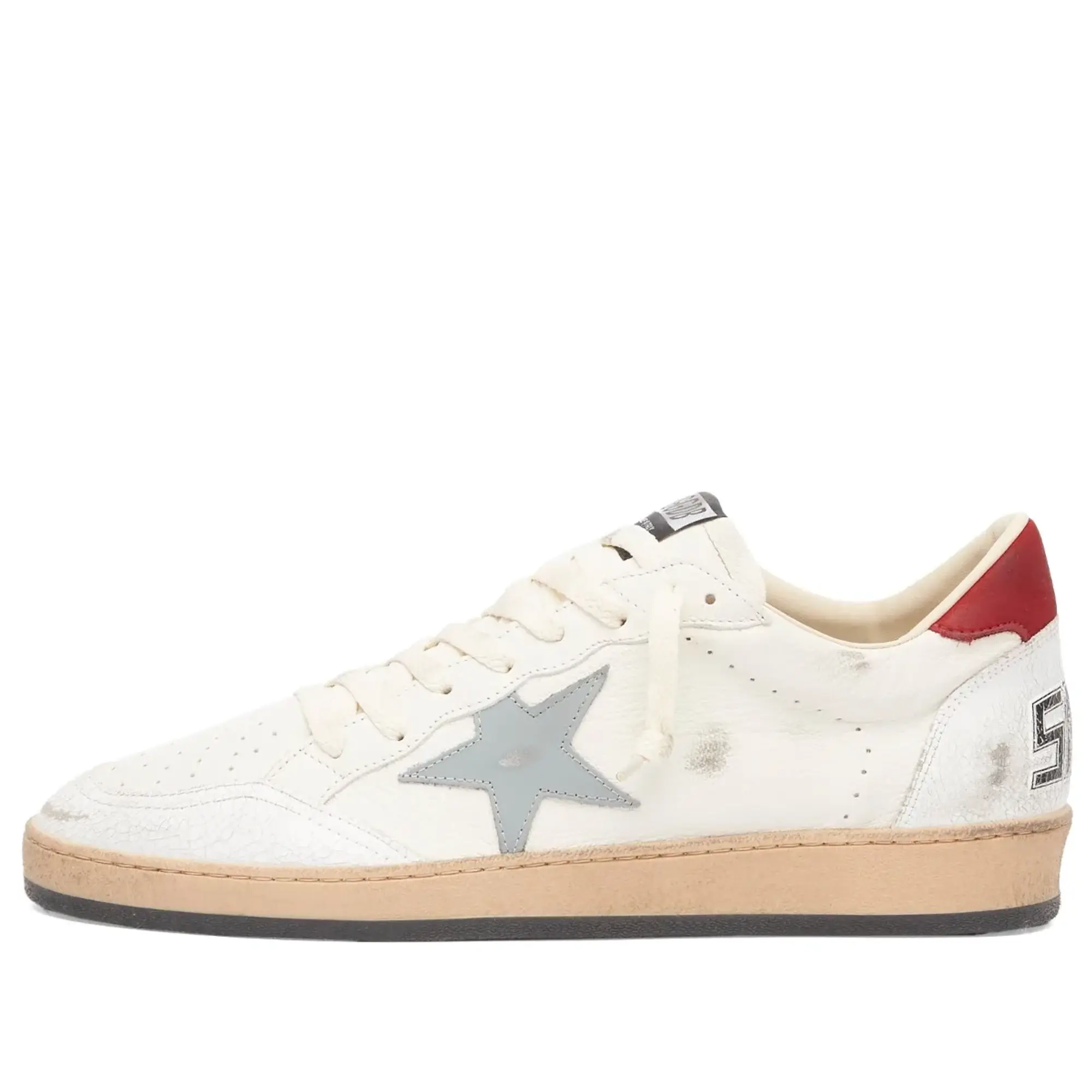 Golden Goose Men's Ball Star Leather Sneaker White/Silver Blue/Red