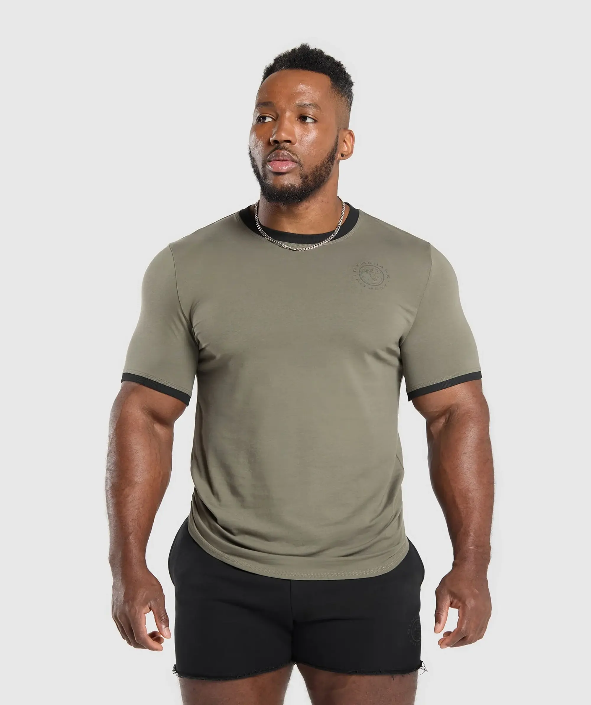 Gymshark Legacy Ringer T-Shirt - Base Green/Black