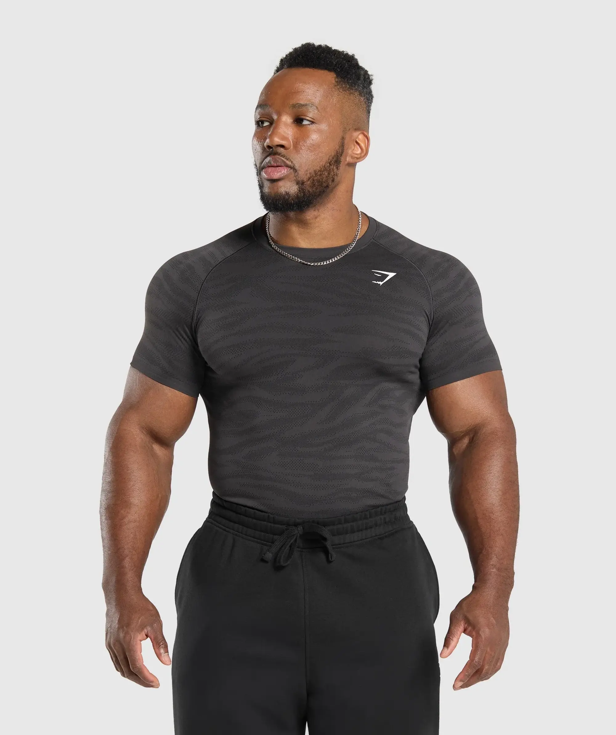 Gymshark Geo Animal Seamless T-Shirt - Onyx Grey/Black