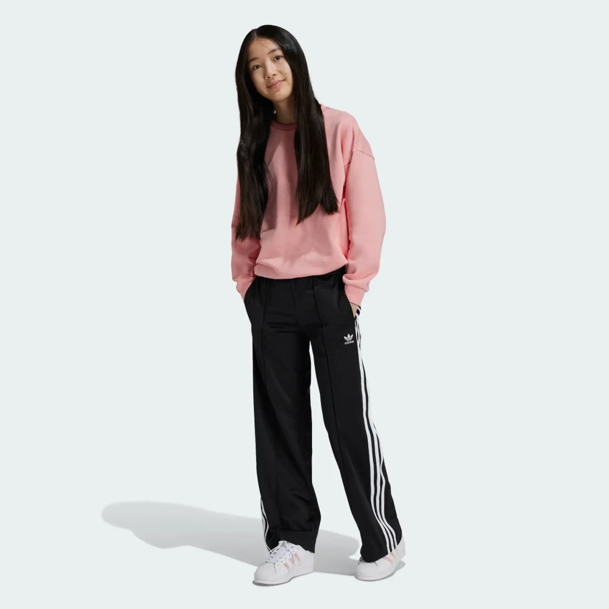 adidas Originals Girls' Wide Tricot Track Pants Junior - Black - Kids