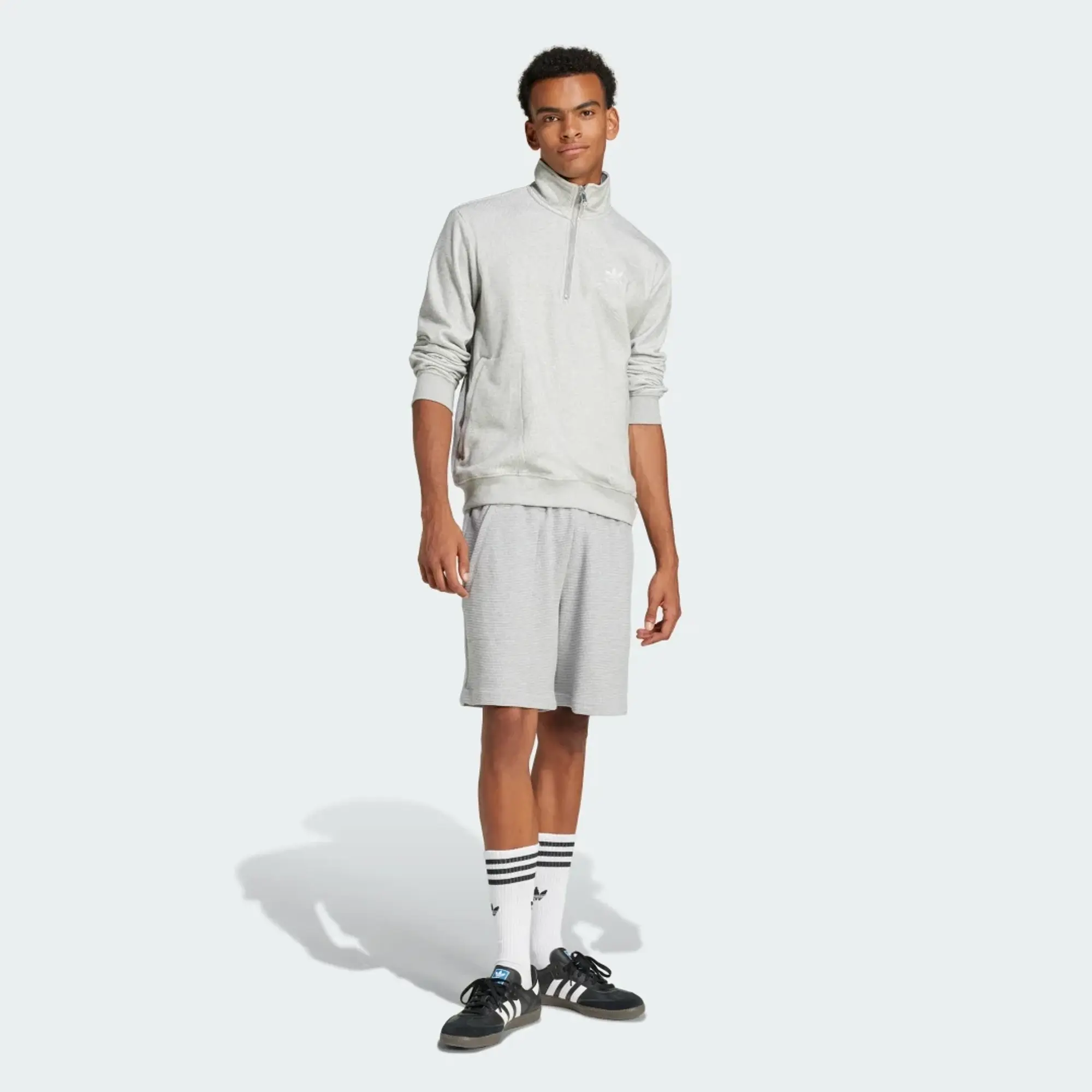 adidas Originals Men Trefoil Essentials Waffle 1 2 Zip Sweat