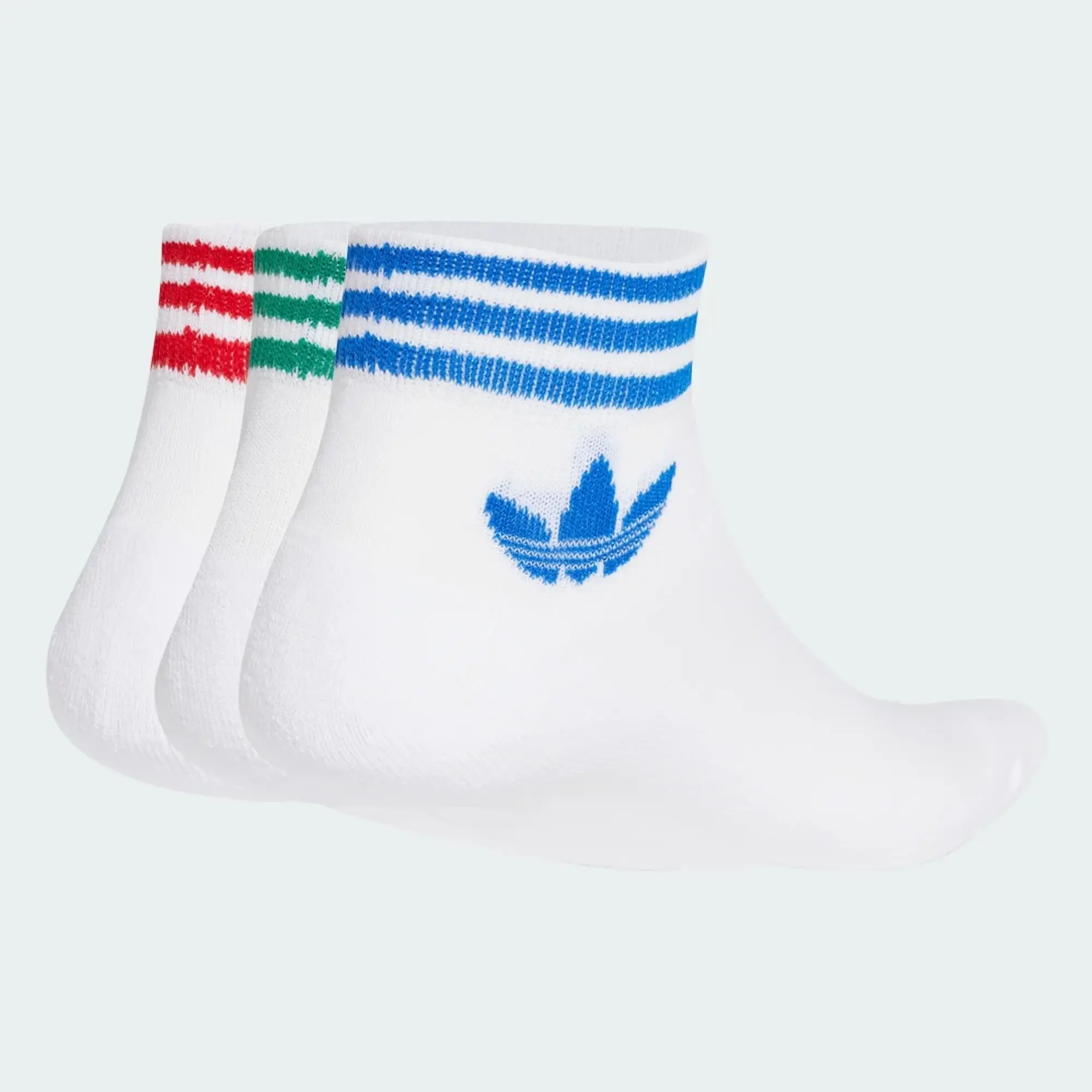 Adidas Island Club Trefoil Ankle Socks 3-Pack White/ Better Scarlet/ Blue/ Green 35-38