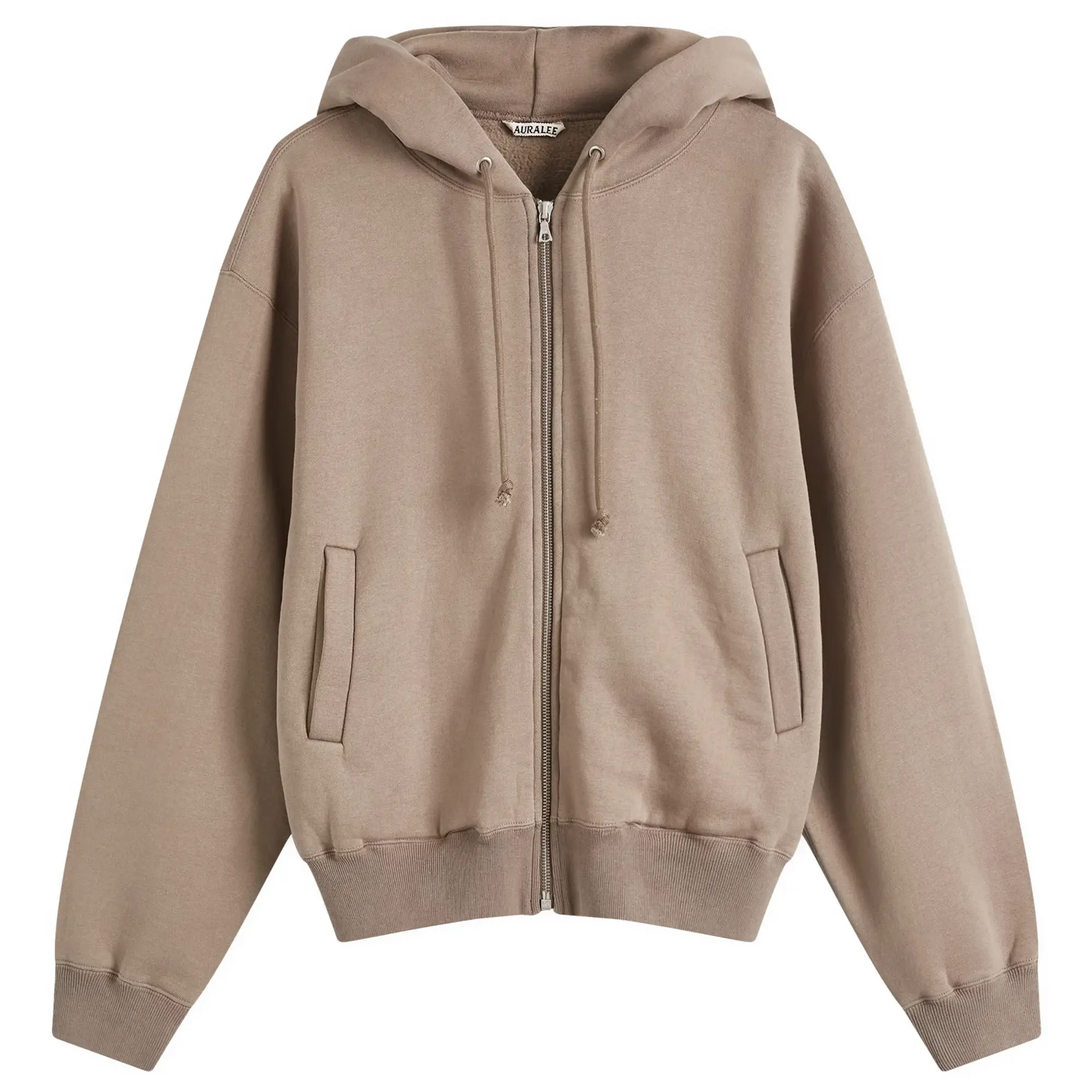 Auralee Women's Smooth Soft Sweat Zip Parka Olive Brown