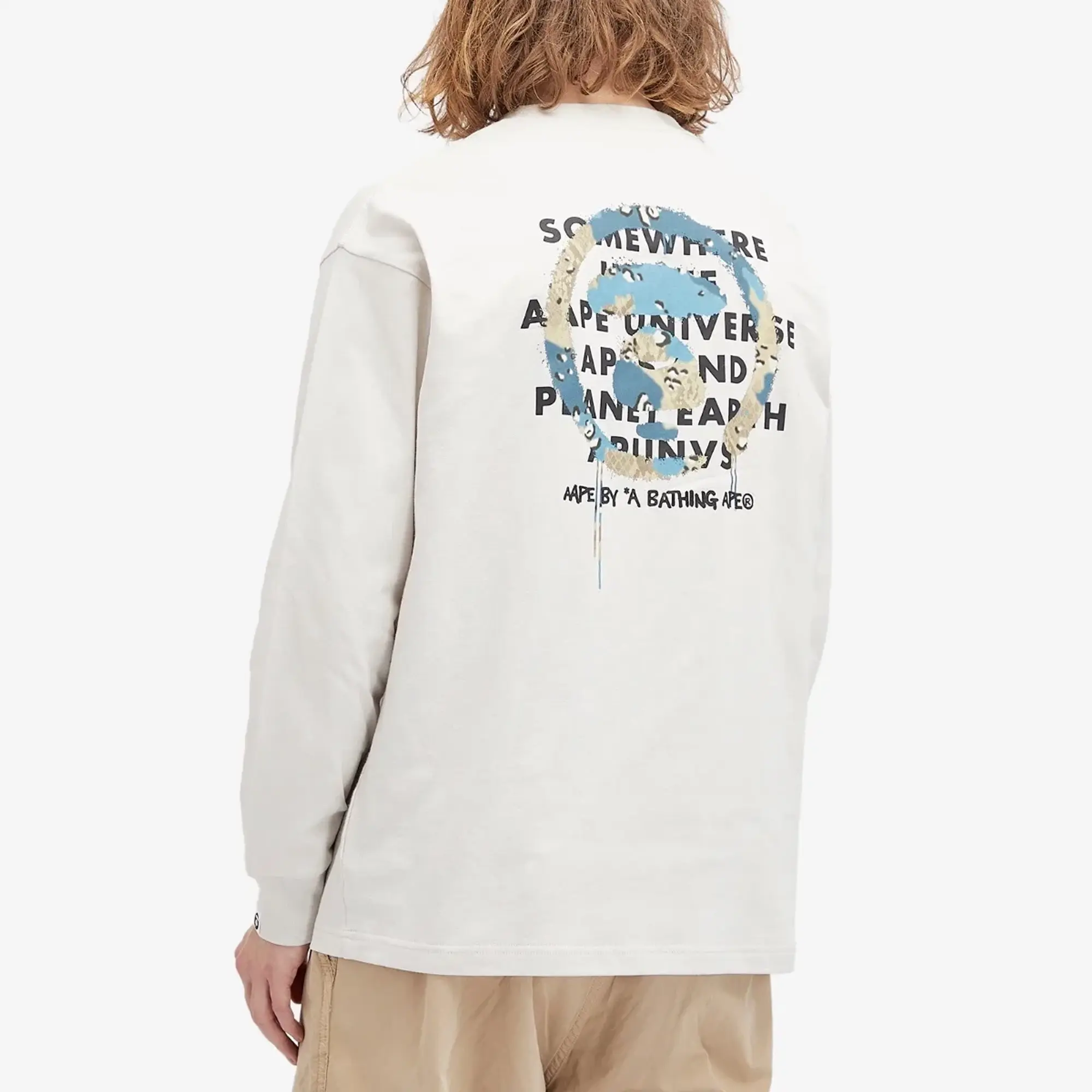 A Bathing Ape AAPE Snake Camo Graffiti Long Sleeve T-Shirt Grey (Yellow)