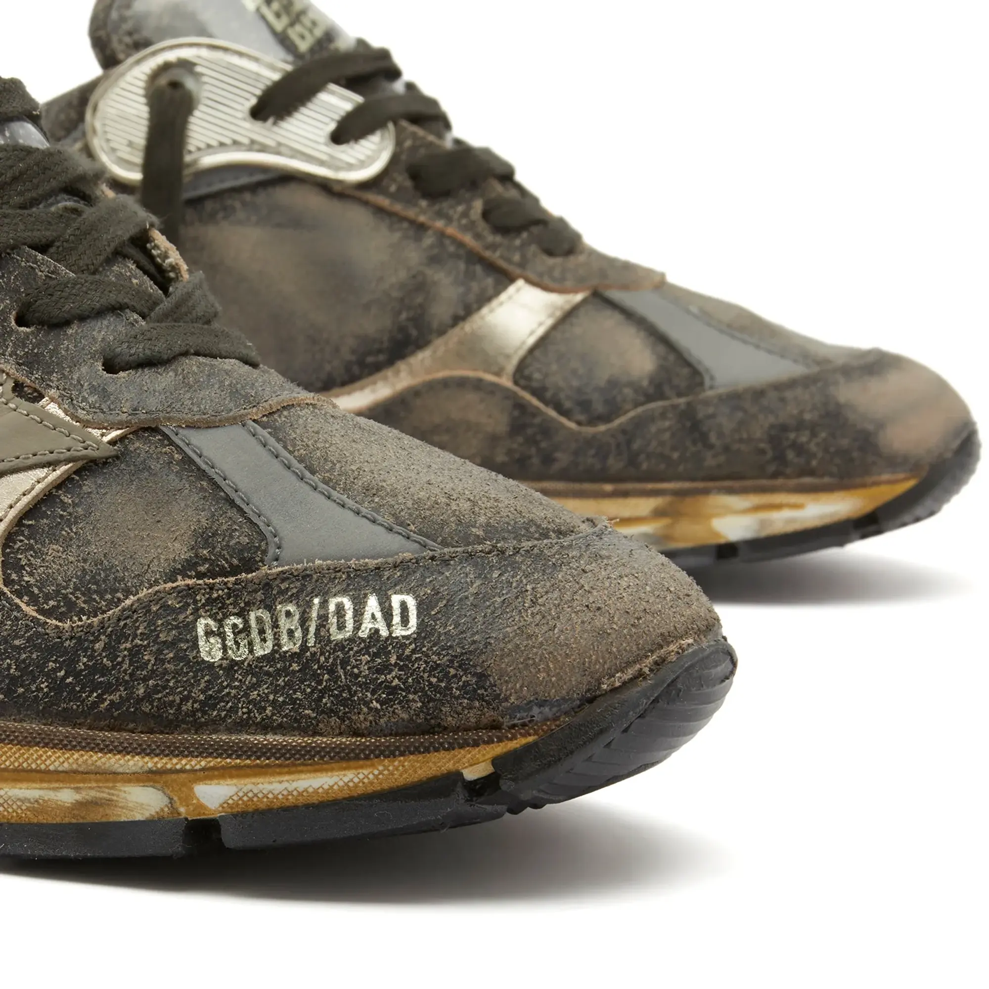 Golden Goose Men's Running Dad Sneaker Black/ Silver/Khaki