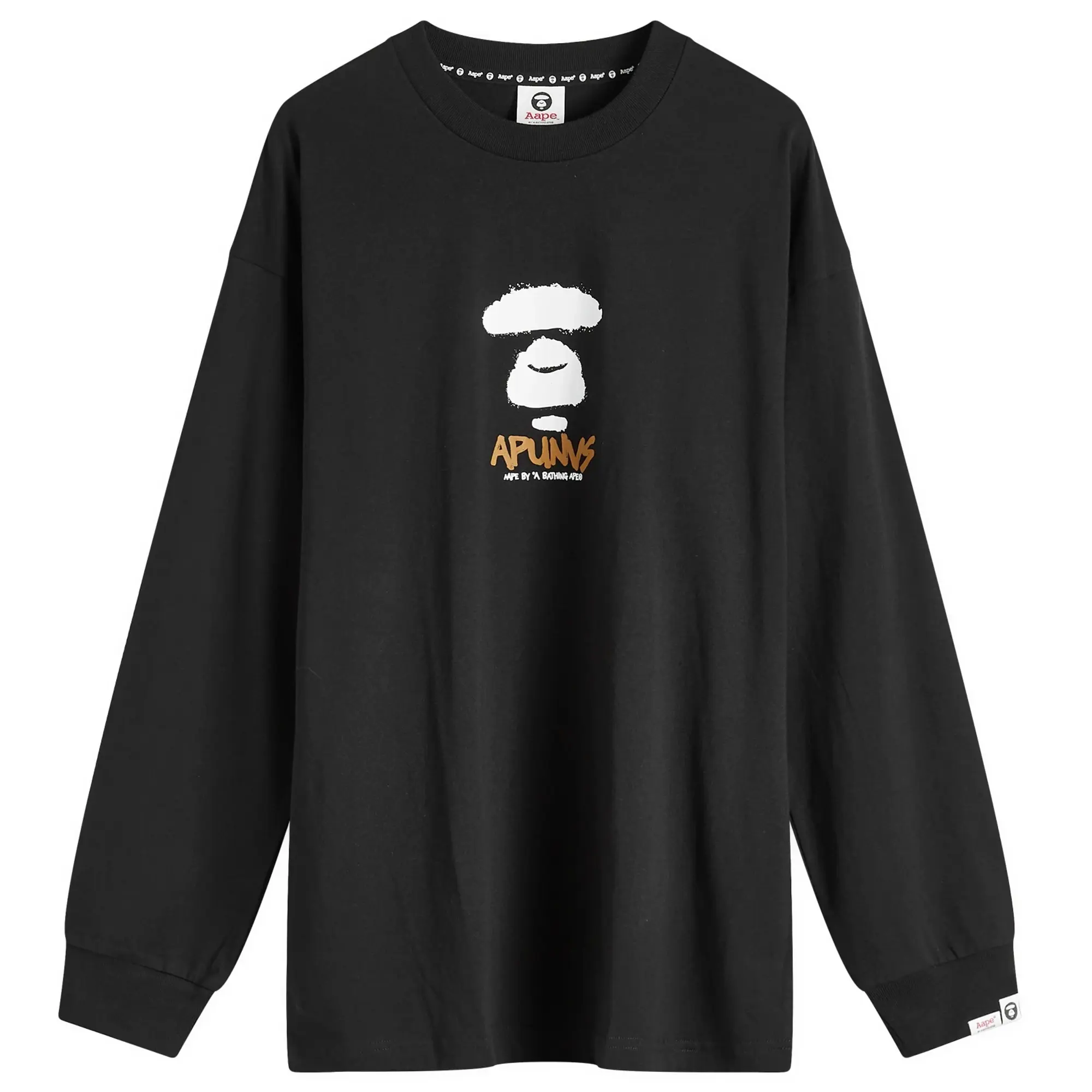 A Bathing Ape AAPE Snake Camo Graffiti Long Sleeve T-Shirt Black