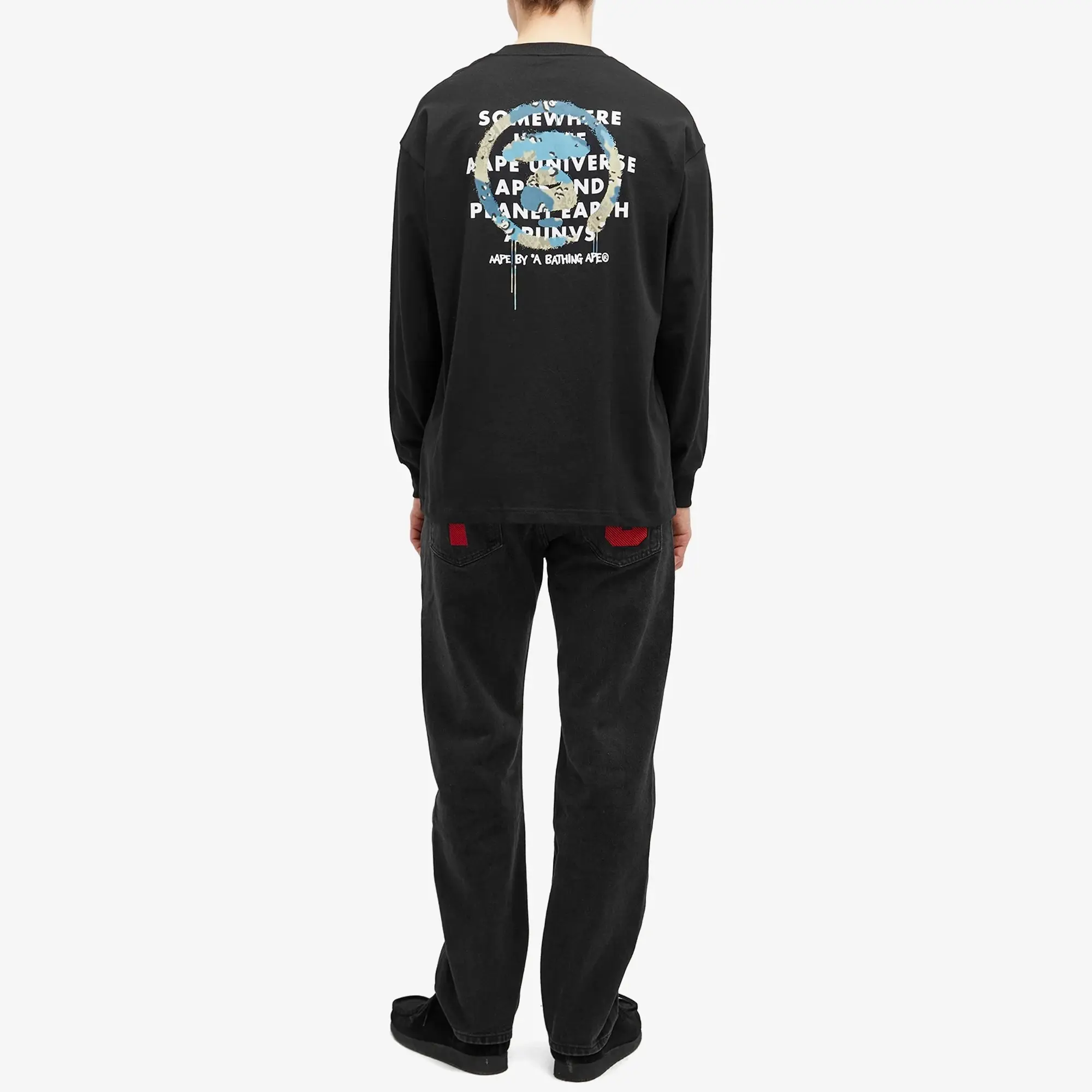 A Bathing Ape AAPE Snake Camo Graffiti Long Sleeve T-Shirt Black