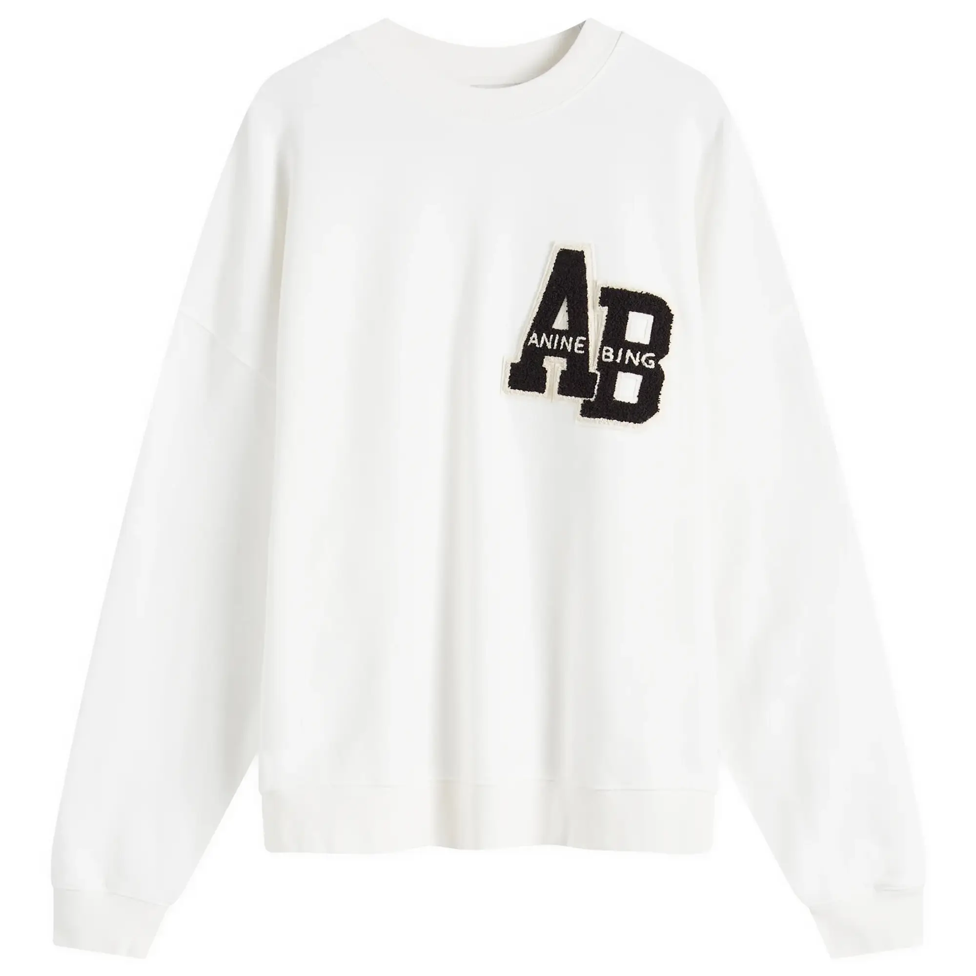 Anine Bing Women's Miles Oversized Letterman Sweatshirt Off White