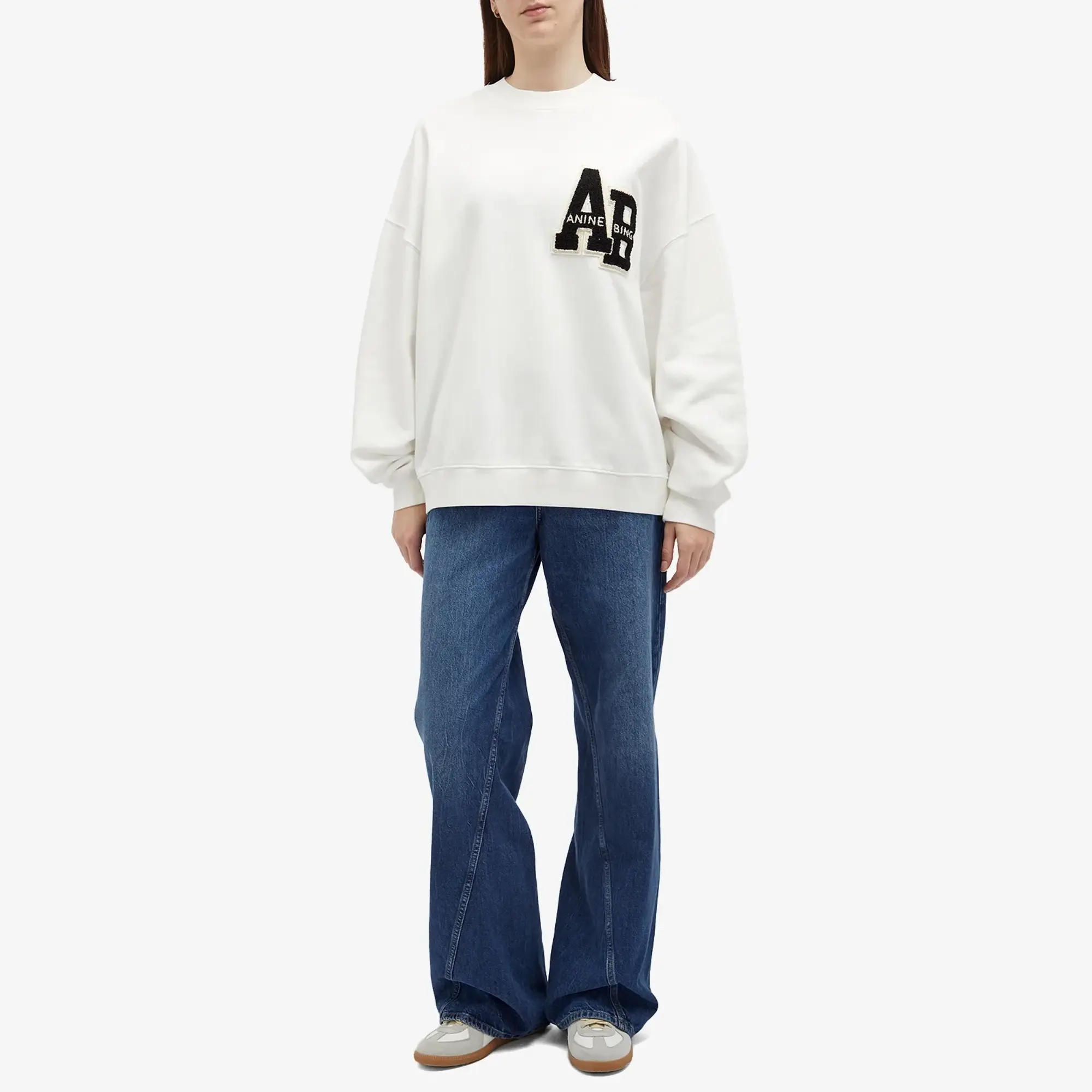 Anine Bing Women's Miles Oversized Letterman Sweatshirt Off White