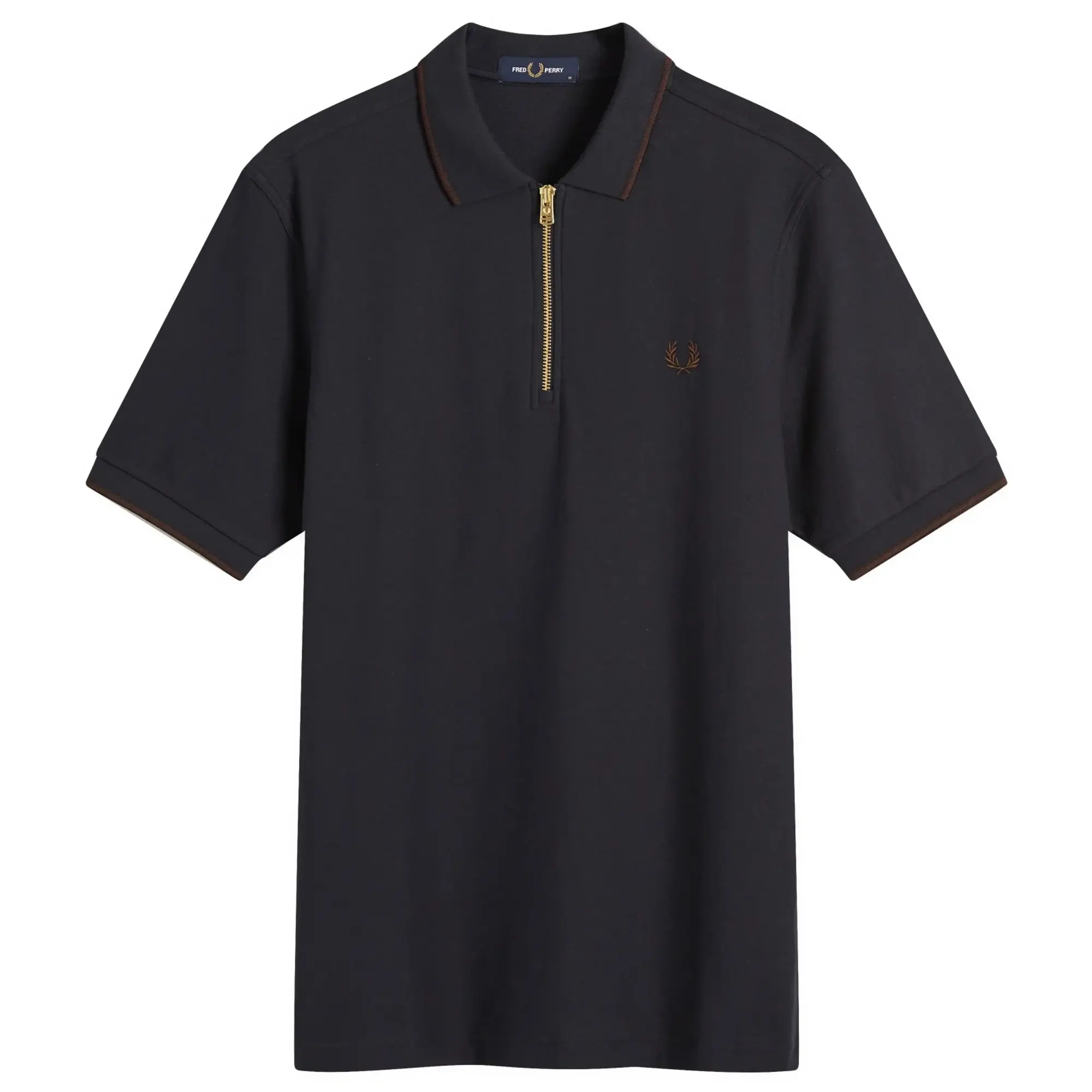 Fred Perry Crepe Pique Zip Polo Shirt, Navy