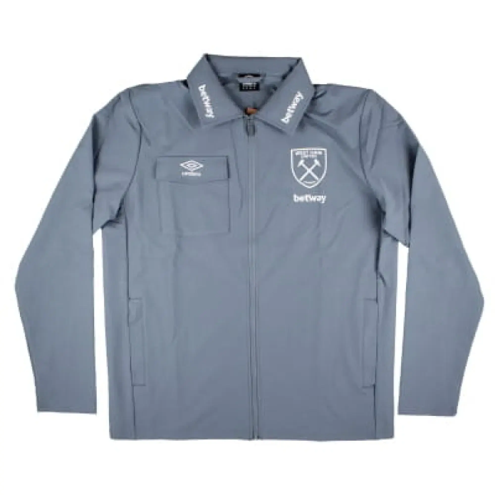 West Ham Presentation Jacket (Flint Stone) 2024-2025 Men's Grey Polyester Made By: Umbro