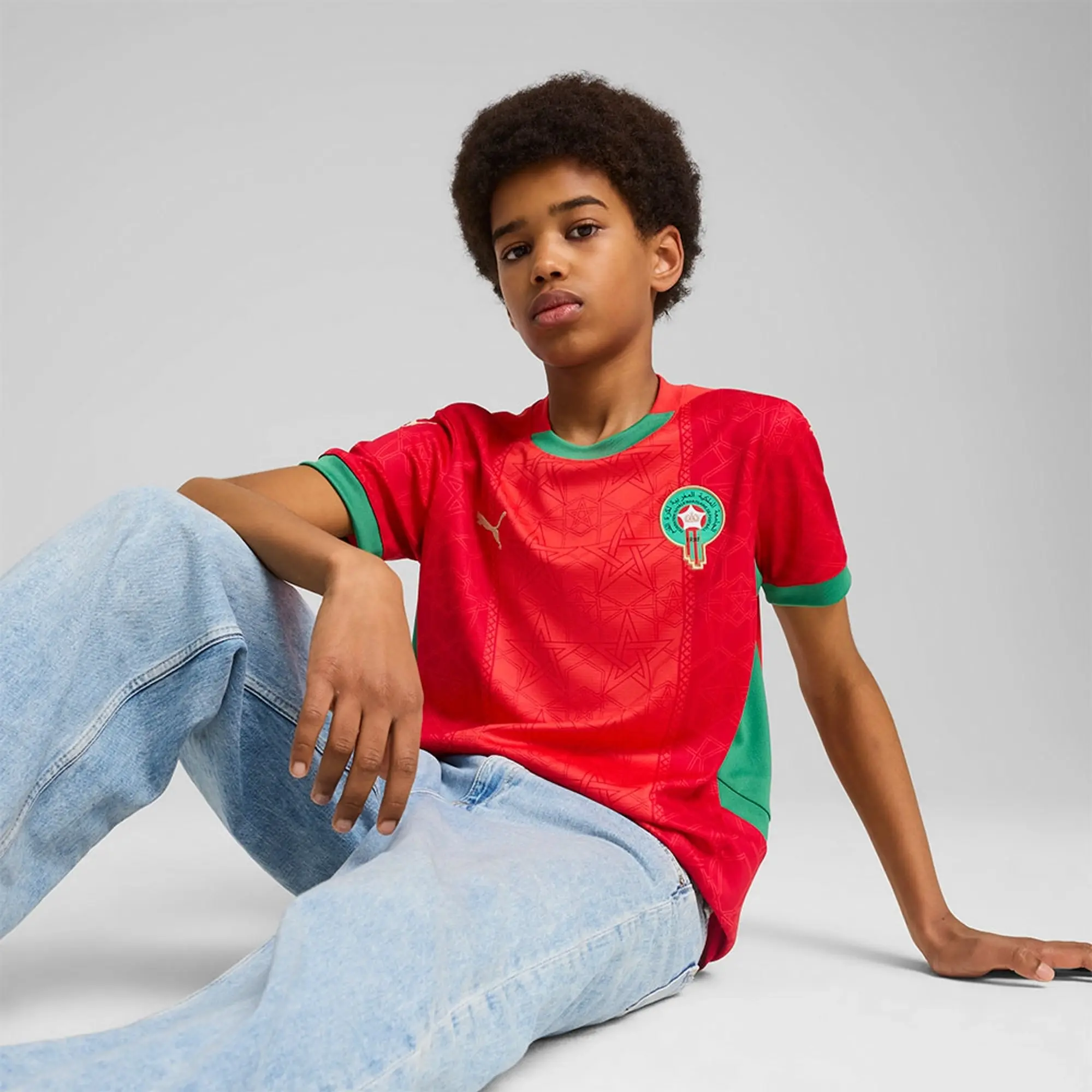 Puma Morocco Home Shirt Africa Cup Of Nations 2025 Kids - ['Red']