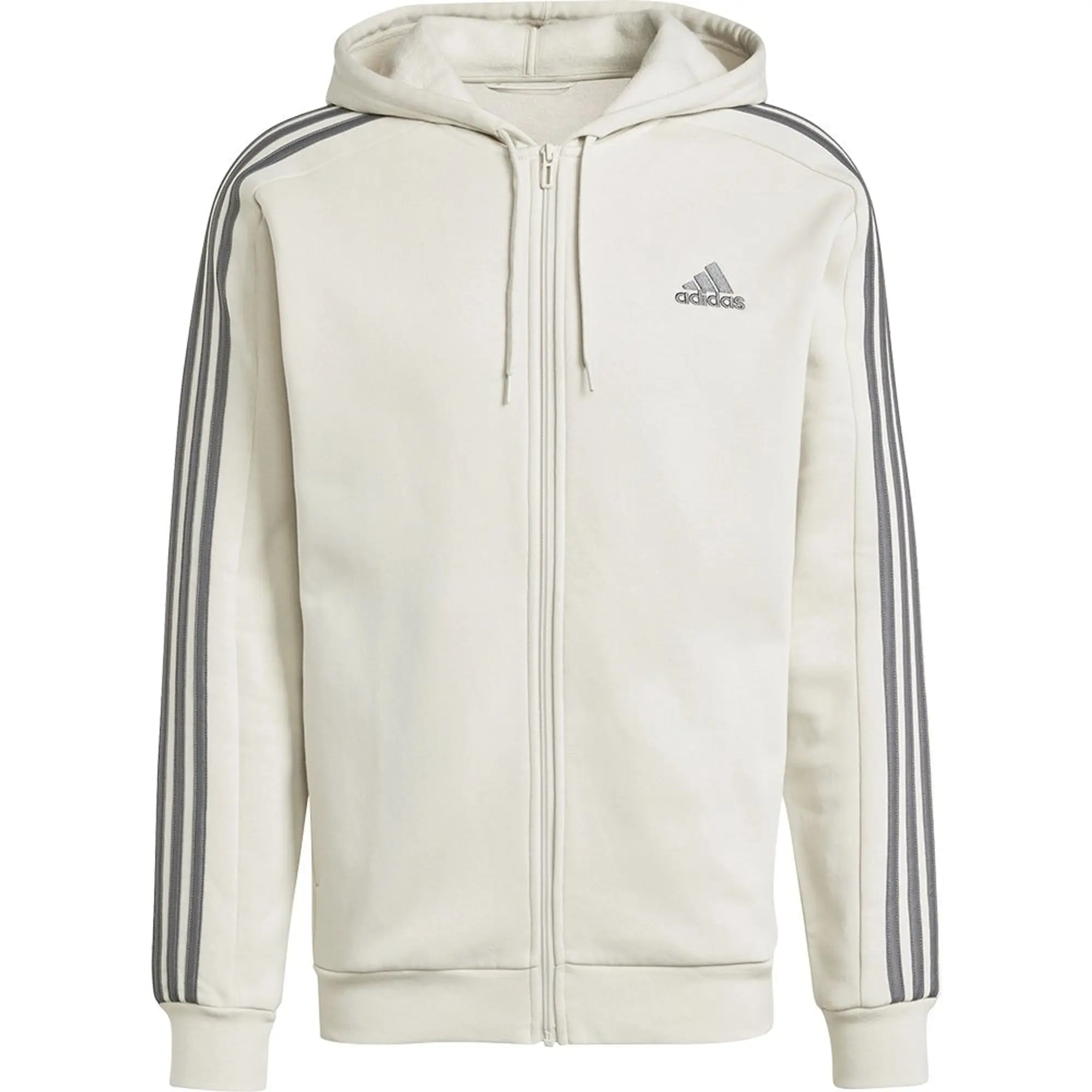 Manchester United x adidas Mens Essentials Fleece 3-Stripes Full Zip Hoodie Off White