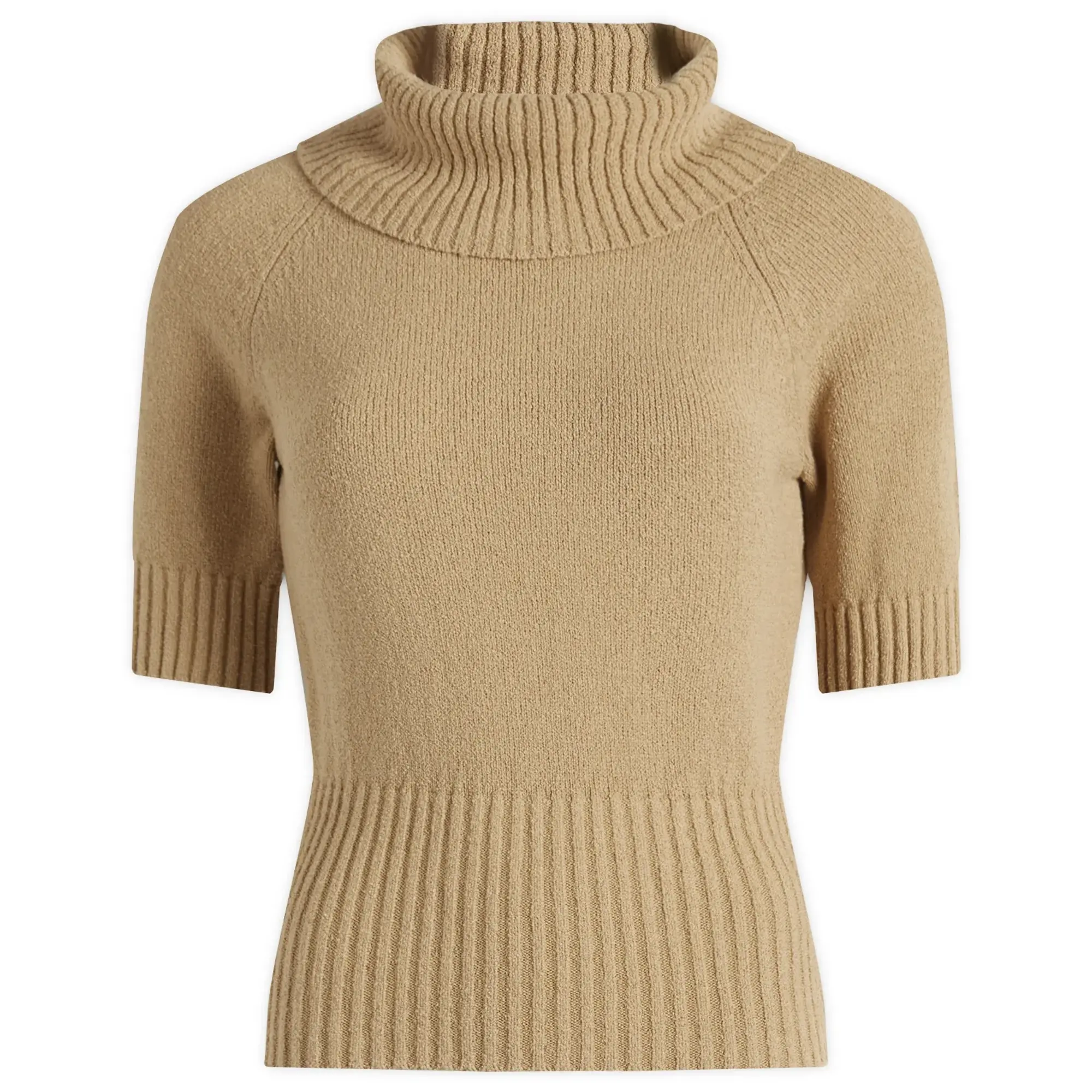 House Of Sunny Women's Courtney Towelling Roll Neck Top Neutral