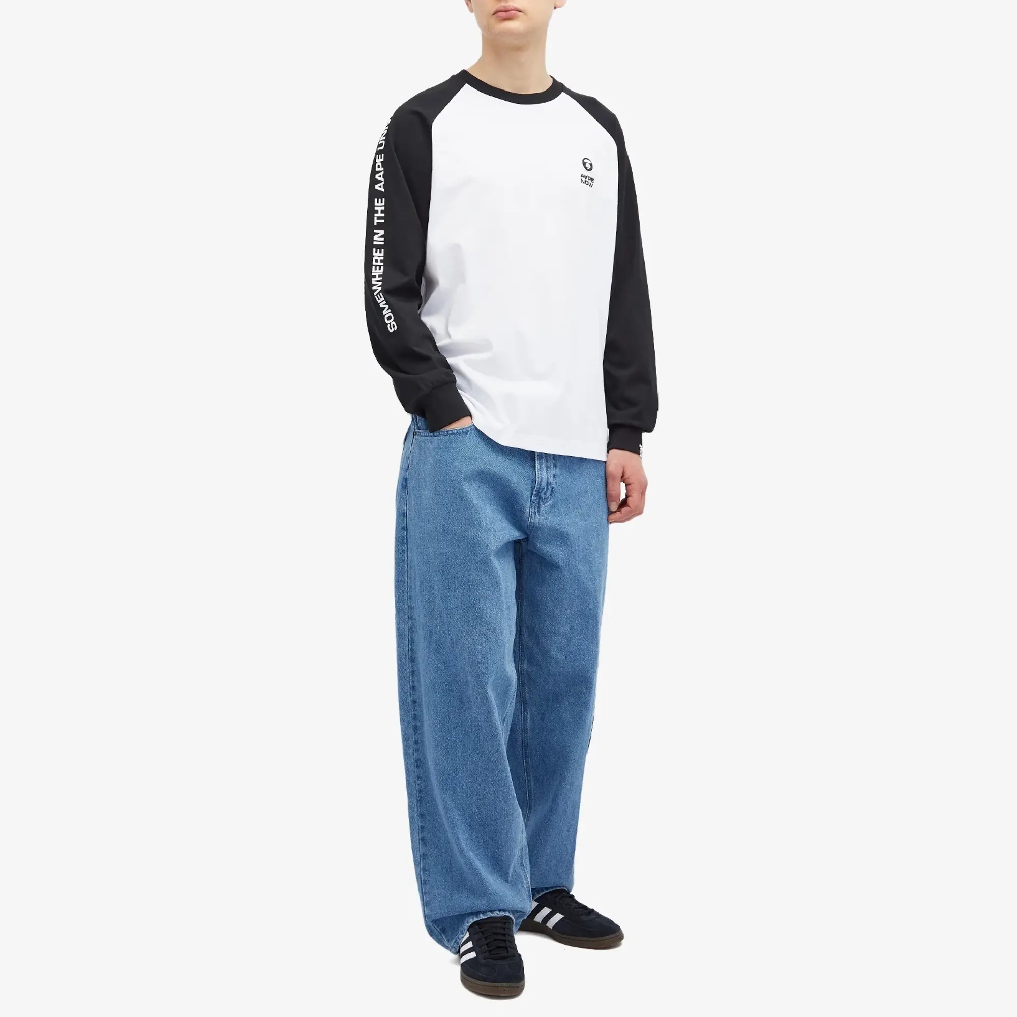 A Bathing Ape AAPE Now Raglan Long Sleeve T-Shirt Black