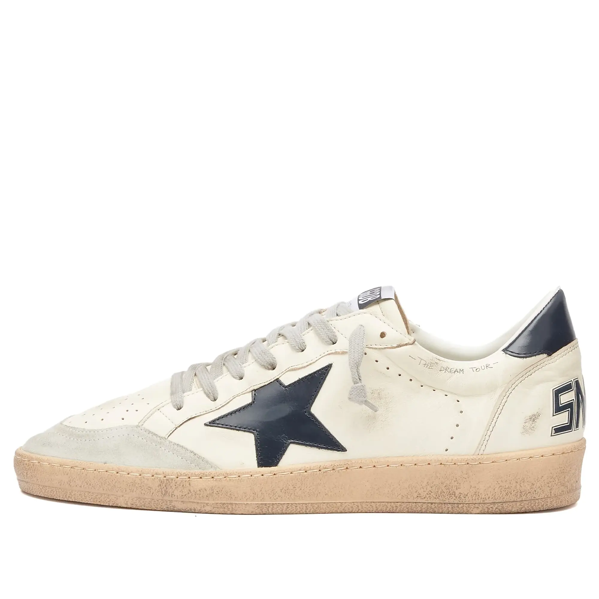 Golden Goose Men's Ball Star Leather and Suede Sneaker White/Ice/Blue