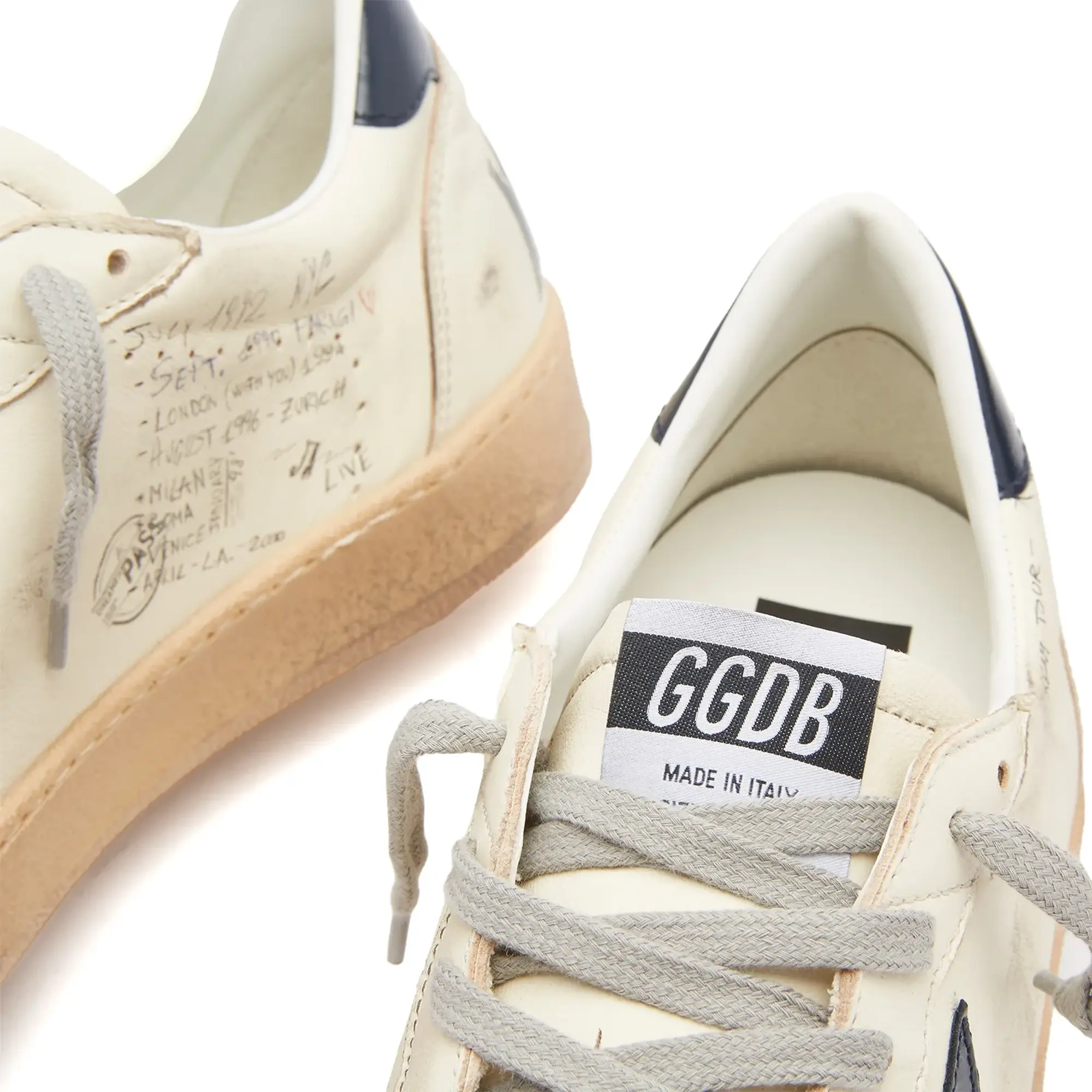 Golden Goose Men's Ball Star Leather and Suede Sneaker White/Ice/Blue