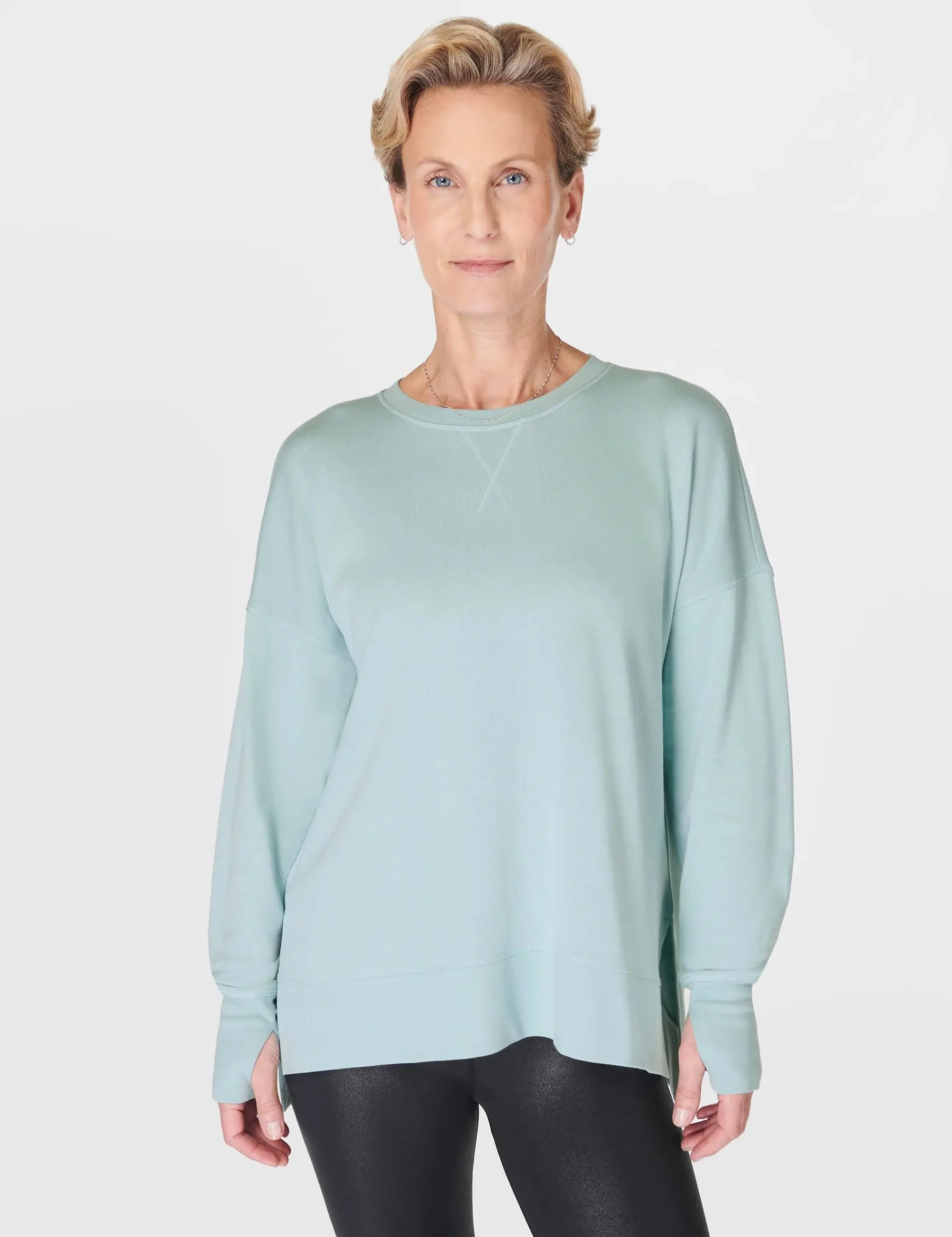 Nike Sweaty Betty Women's After Class Longline Sweatshirt - Muted Teal Blue -  Size: XS