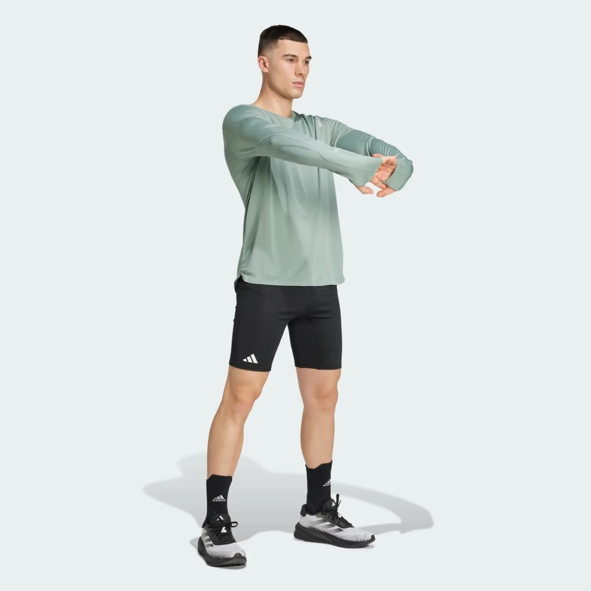 Adidas Running Ultimate Reflective Long Sleeve Tee In Green