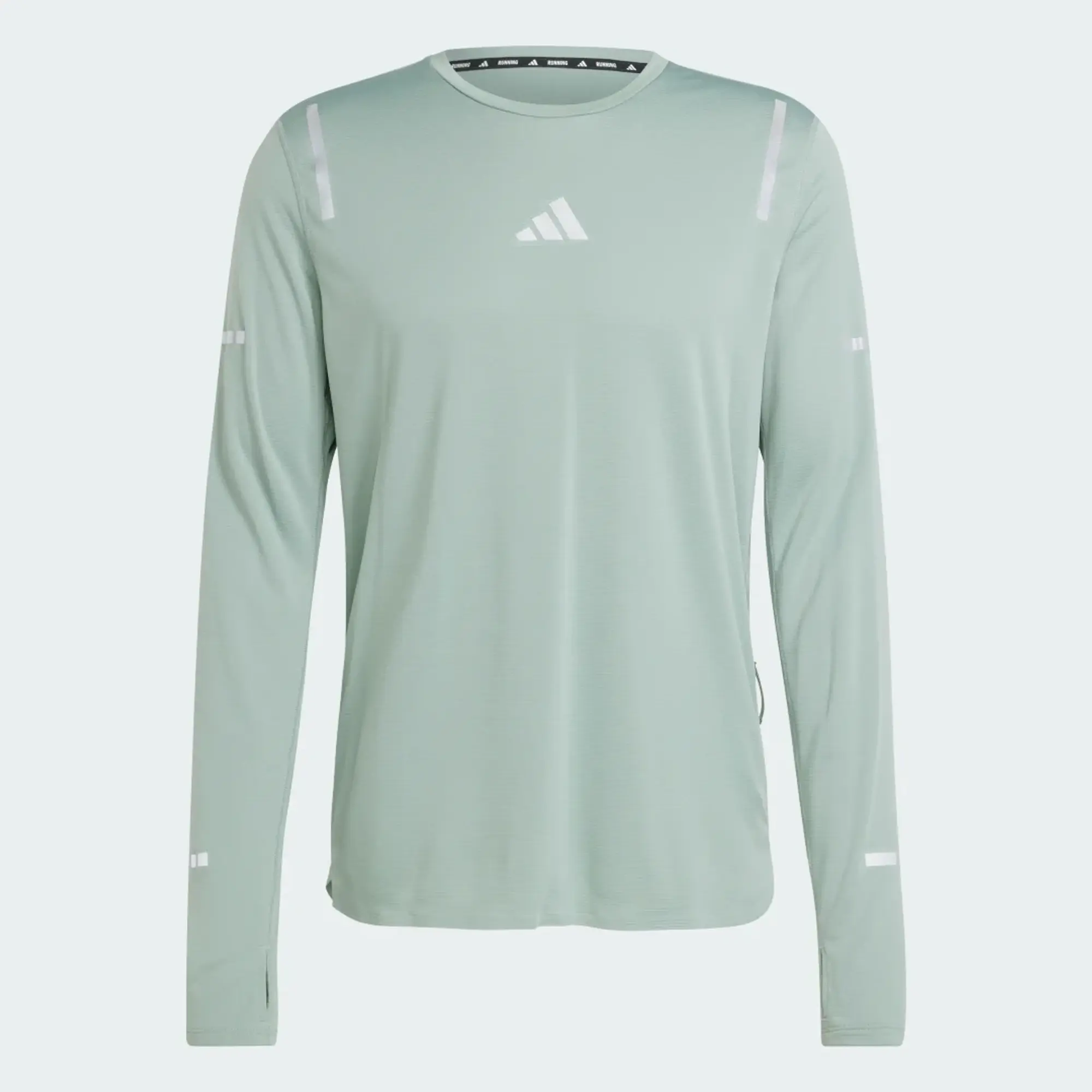 Adidas Running Ultimate Reflective Long Sleeve Tee In Green