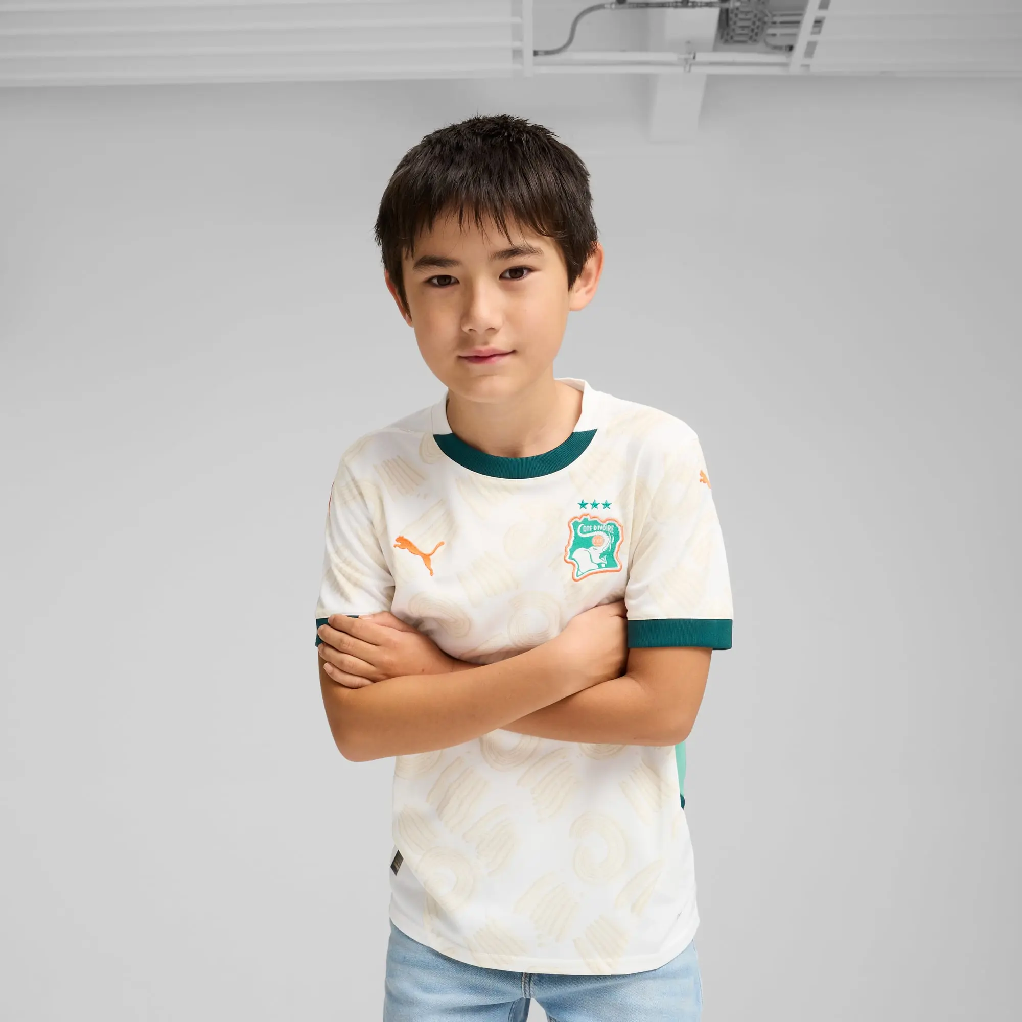 PUMA Ivory Coast 2025 Away Jersey Youth, White/Dark Myrtle