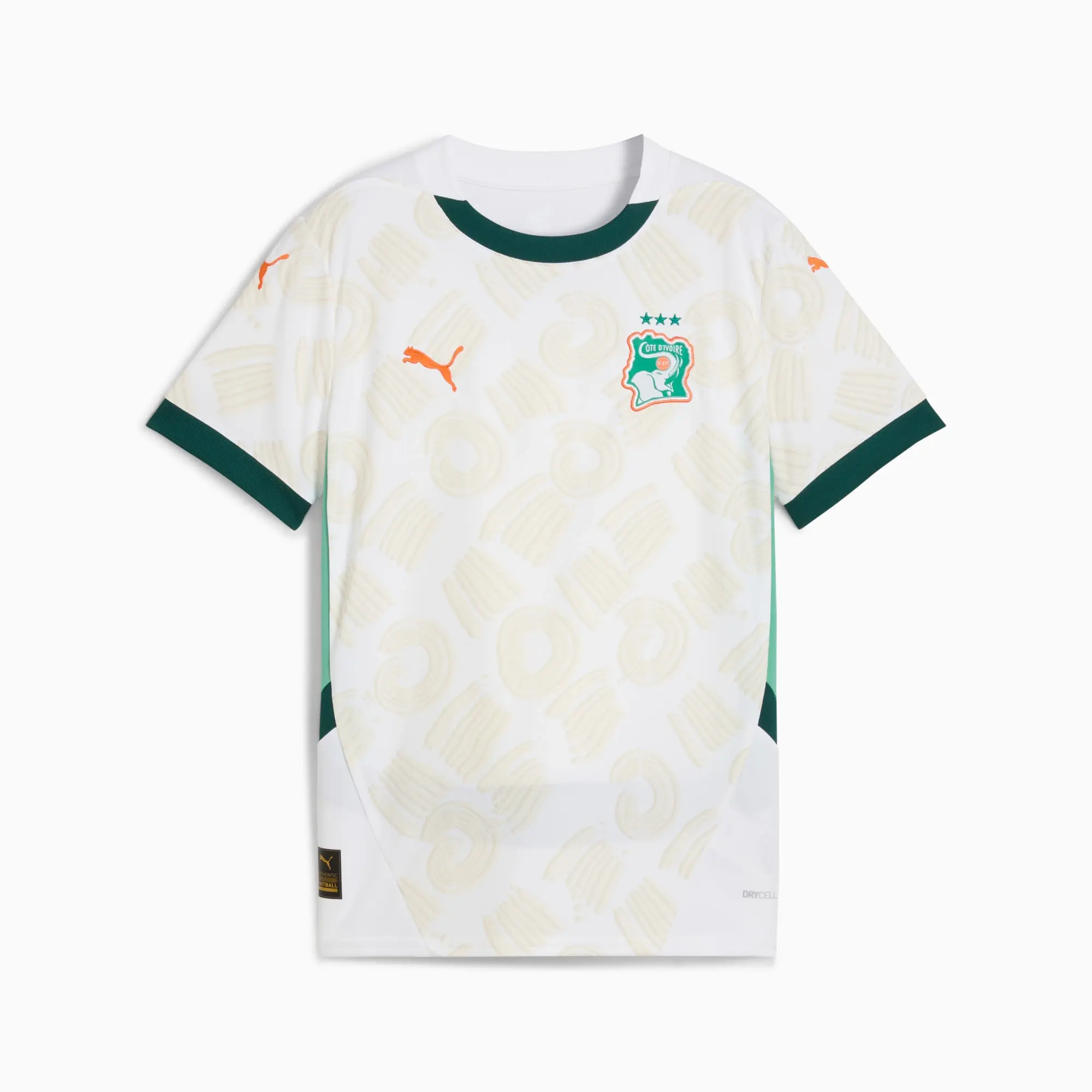 PUMA Ivory Coast 2025 Away Jersey Youth, White/Dark Myrtle