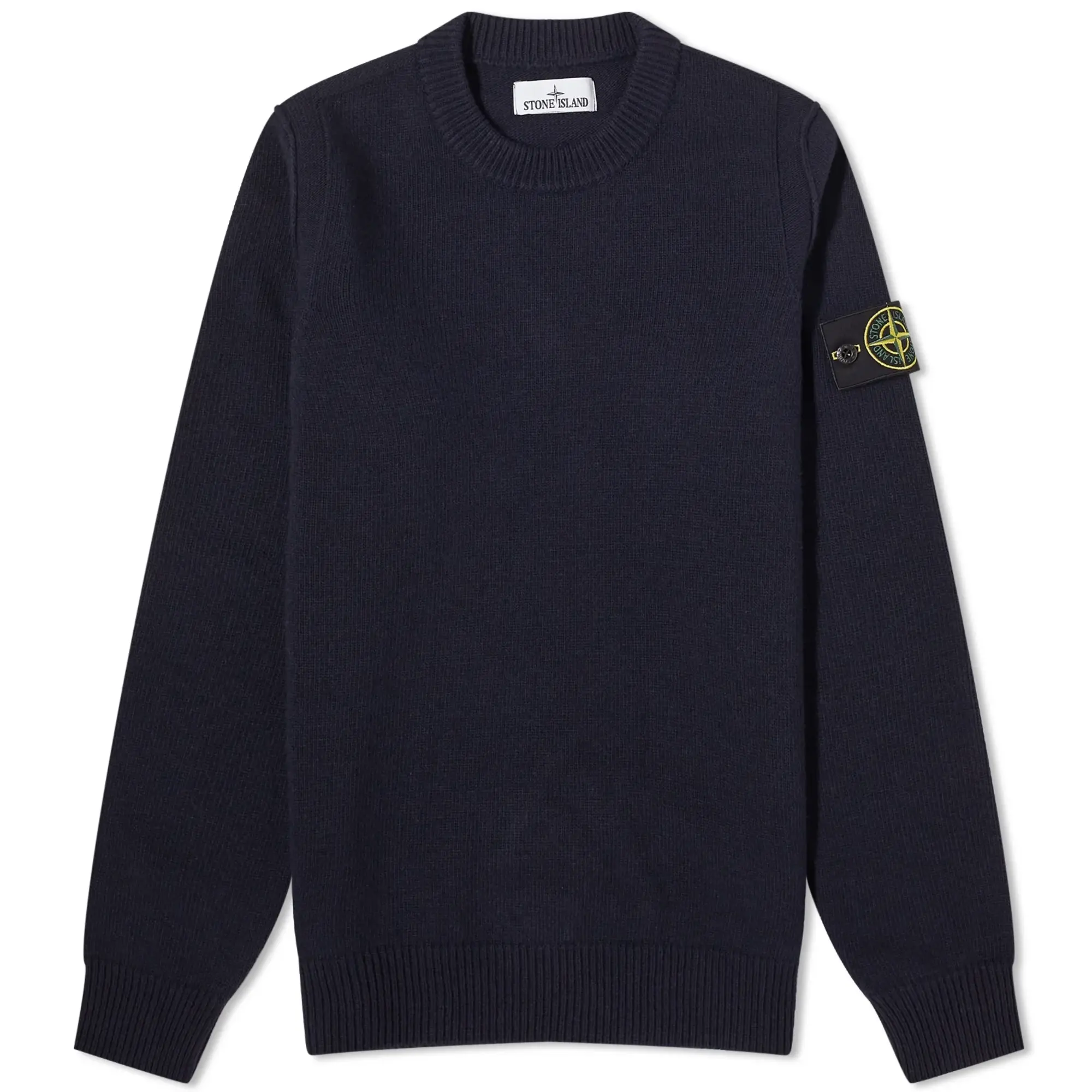 Stone Island Men's Reverse Seam Lambswool Crew Knit Navy Blue