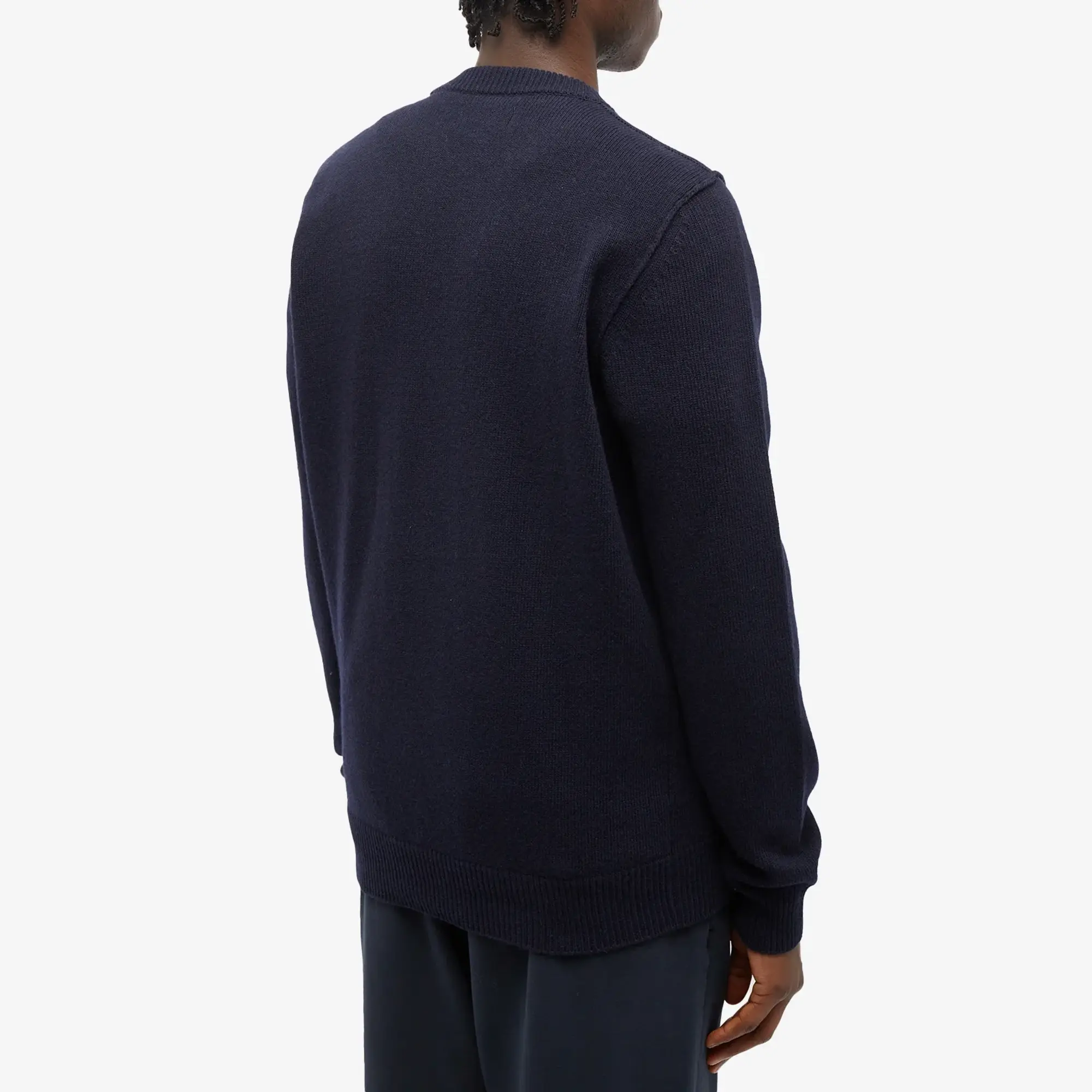 Stone Island Men's Reverse Seam Lambswool Crew Knit Navy Blue