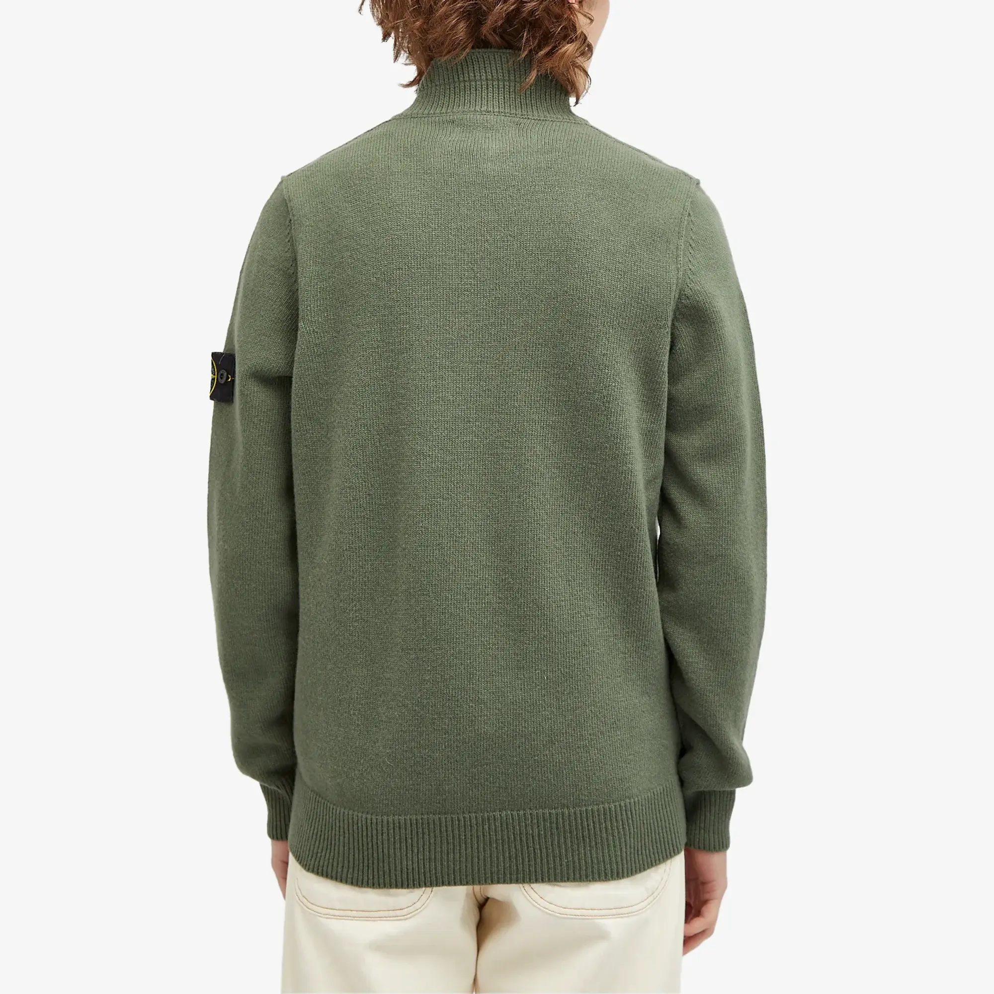 Stone Island Men's Lambswool Quarter Button Knit Musk