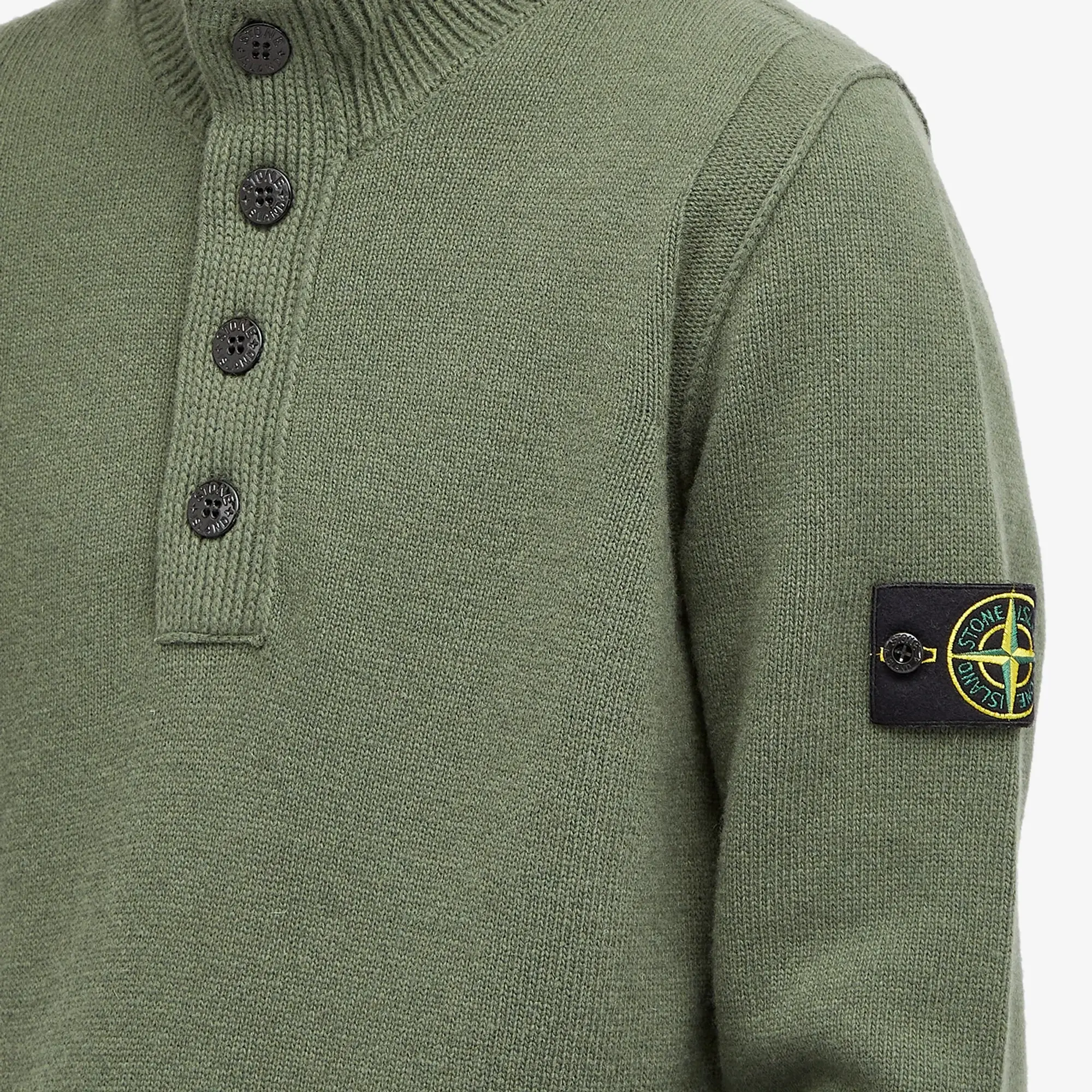 Stone Island Men's Lambswool Quarter Button Knit Musk