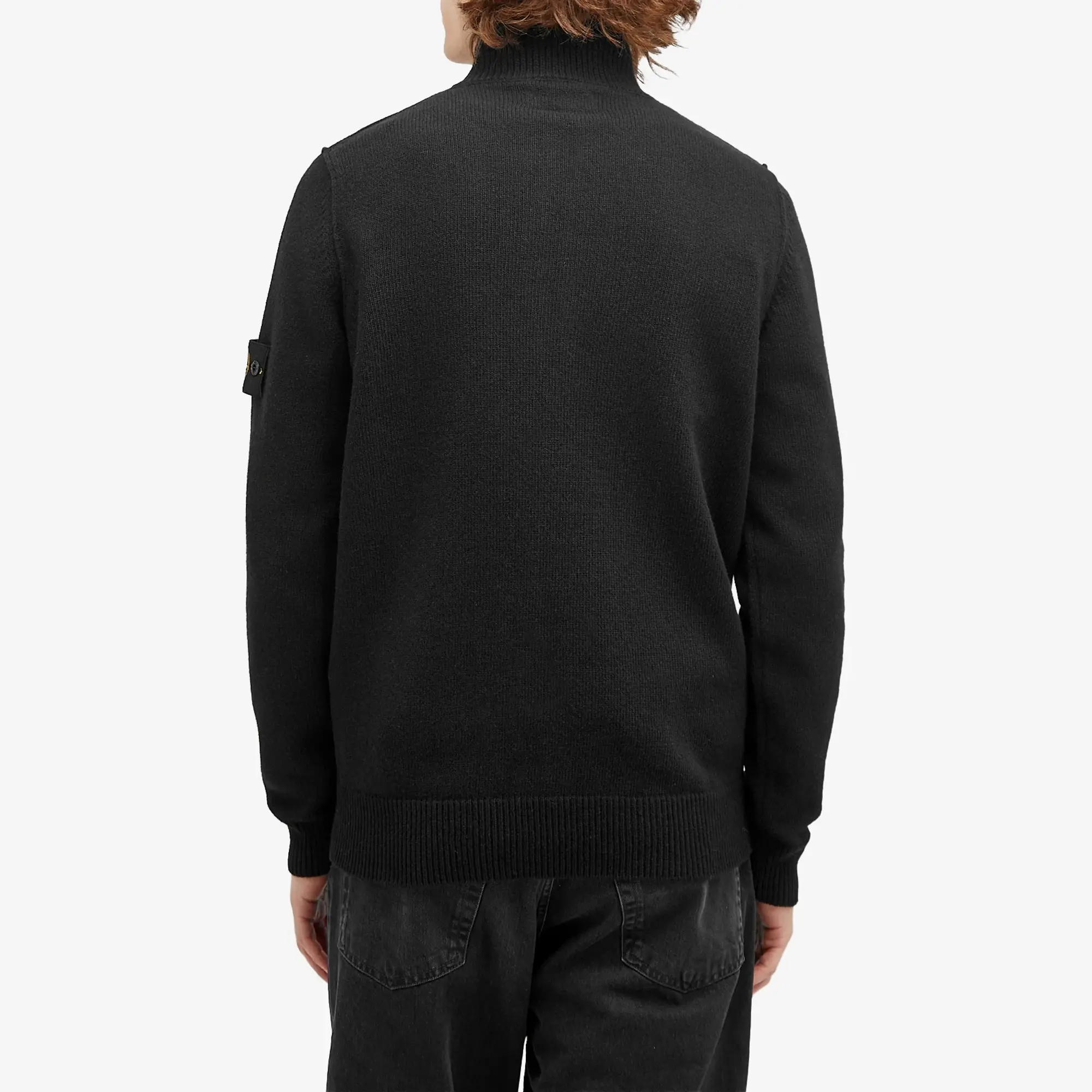 Stone Island Men's Lambswool Quarter Button Knit Black