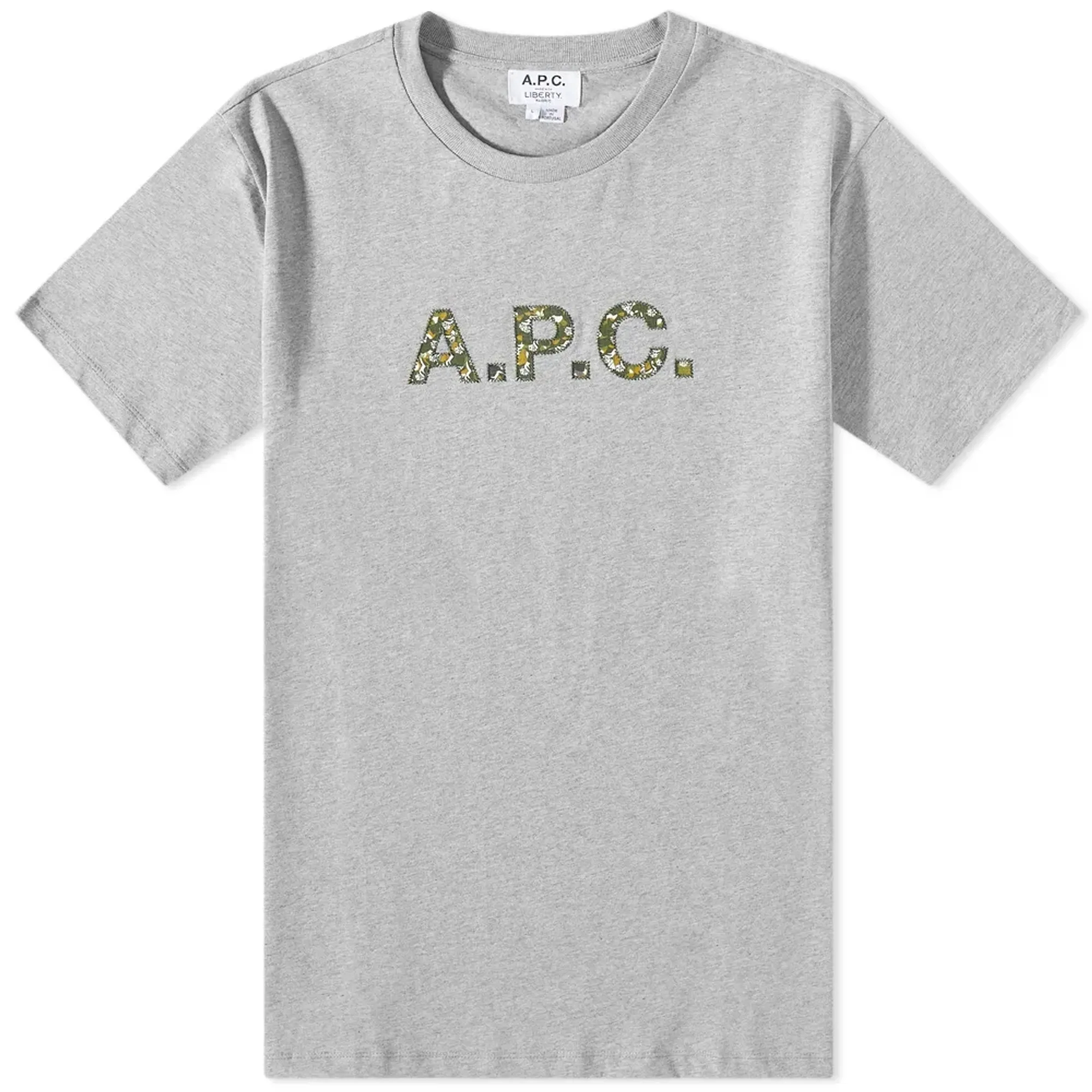 A.P.C. Men's x Liberty Camo Logo T-Shirt Heather Light Grey