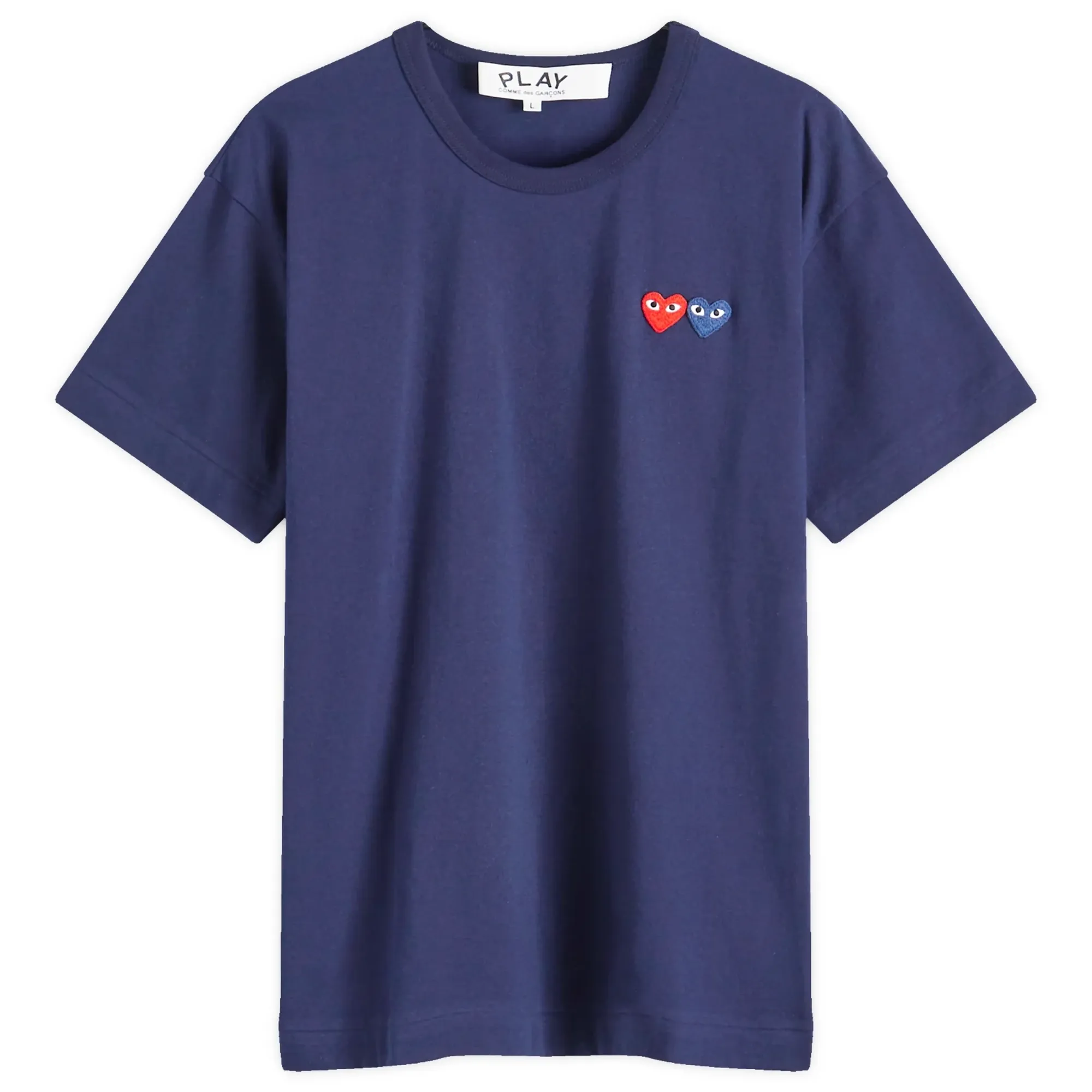 Comme des Garçons Play Men's Double Heart T-Shirt Navy