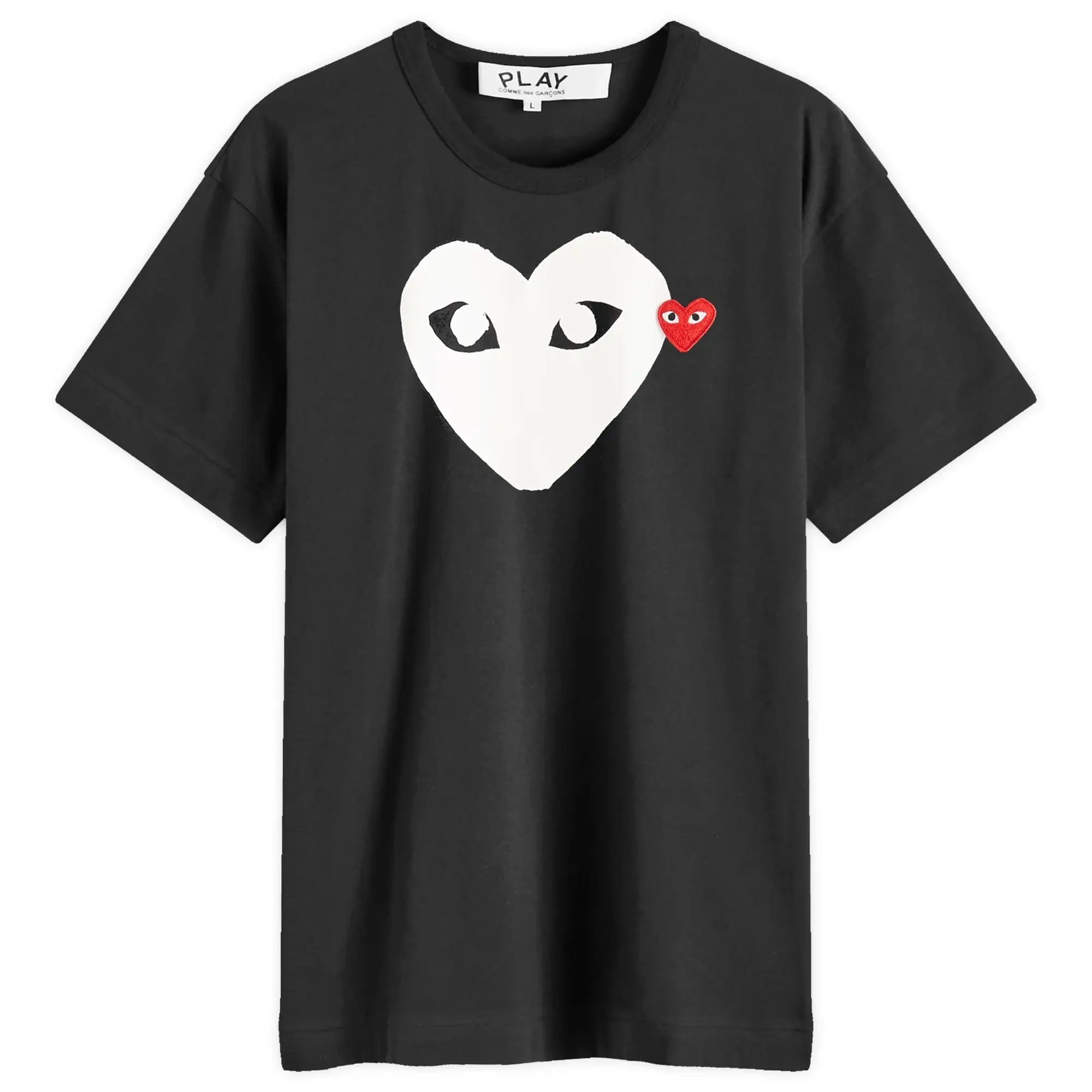 Comme des Garçons Play Men's Double Heart Logo T-Shirt Black/White/Red