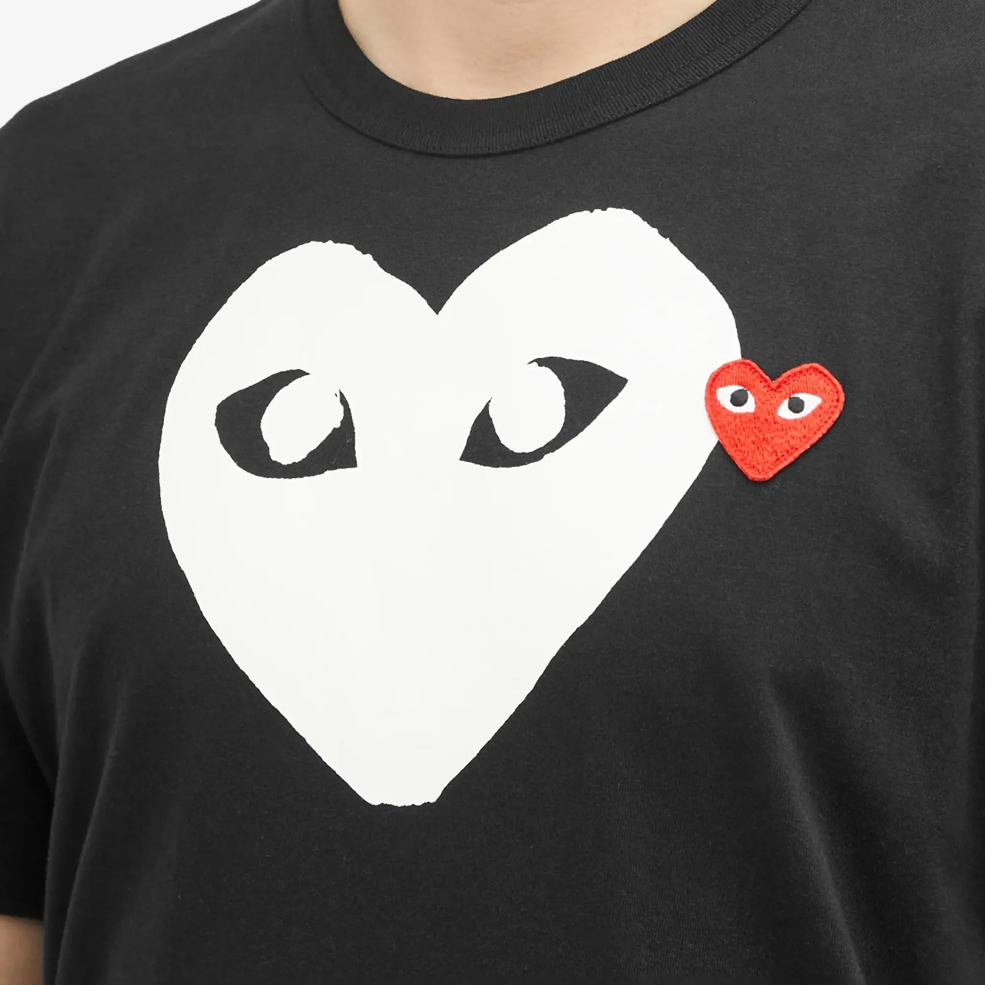 Comme des Garçons Play Men's Double Heart Logo T-Shirt Black/White/Red
