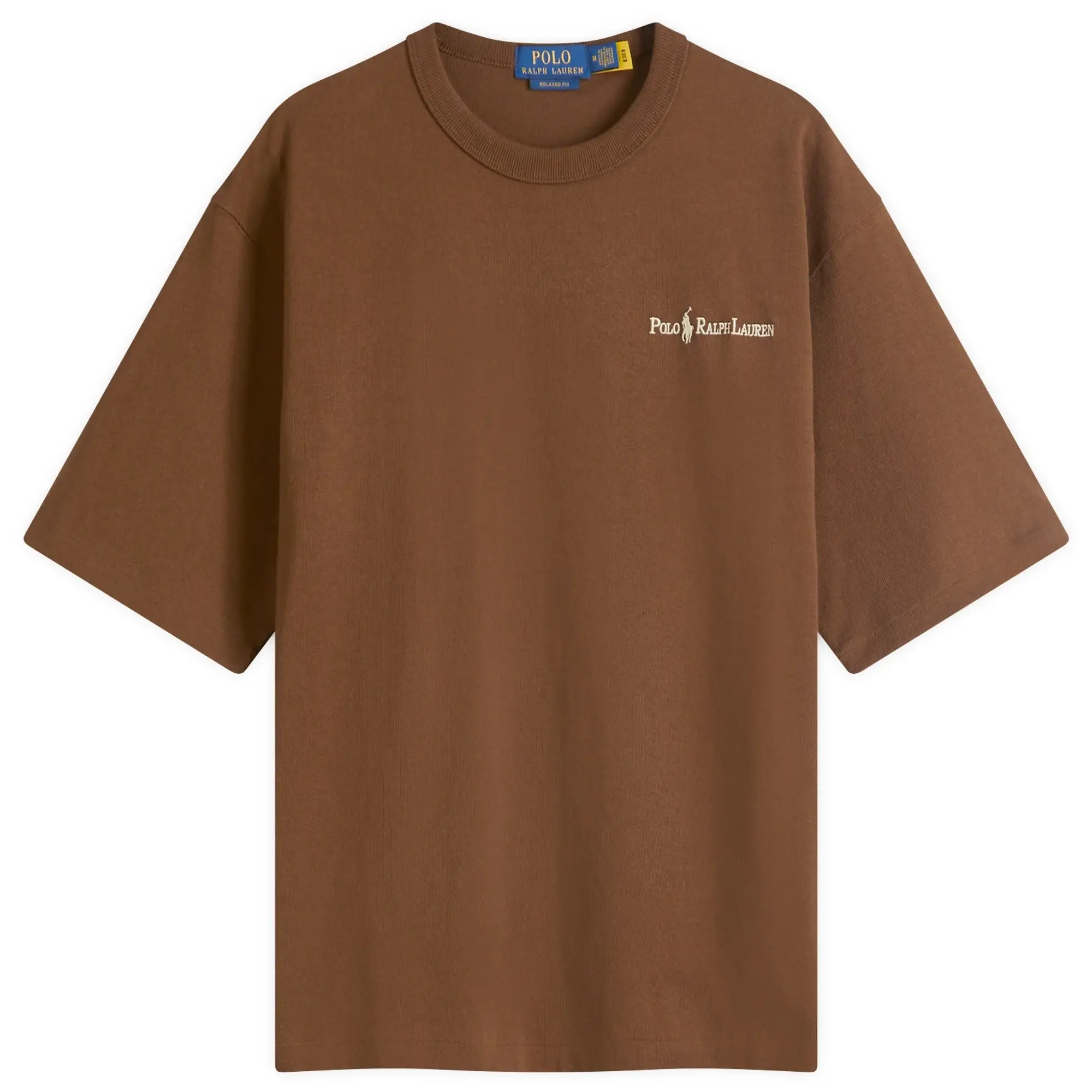 Polo Ralph Lauren Script Player Logo Heavyweight Relaxed Oversized T-Shirt In Brown