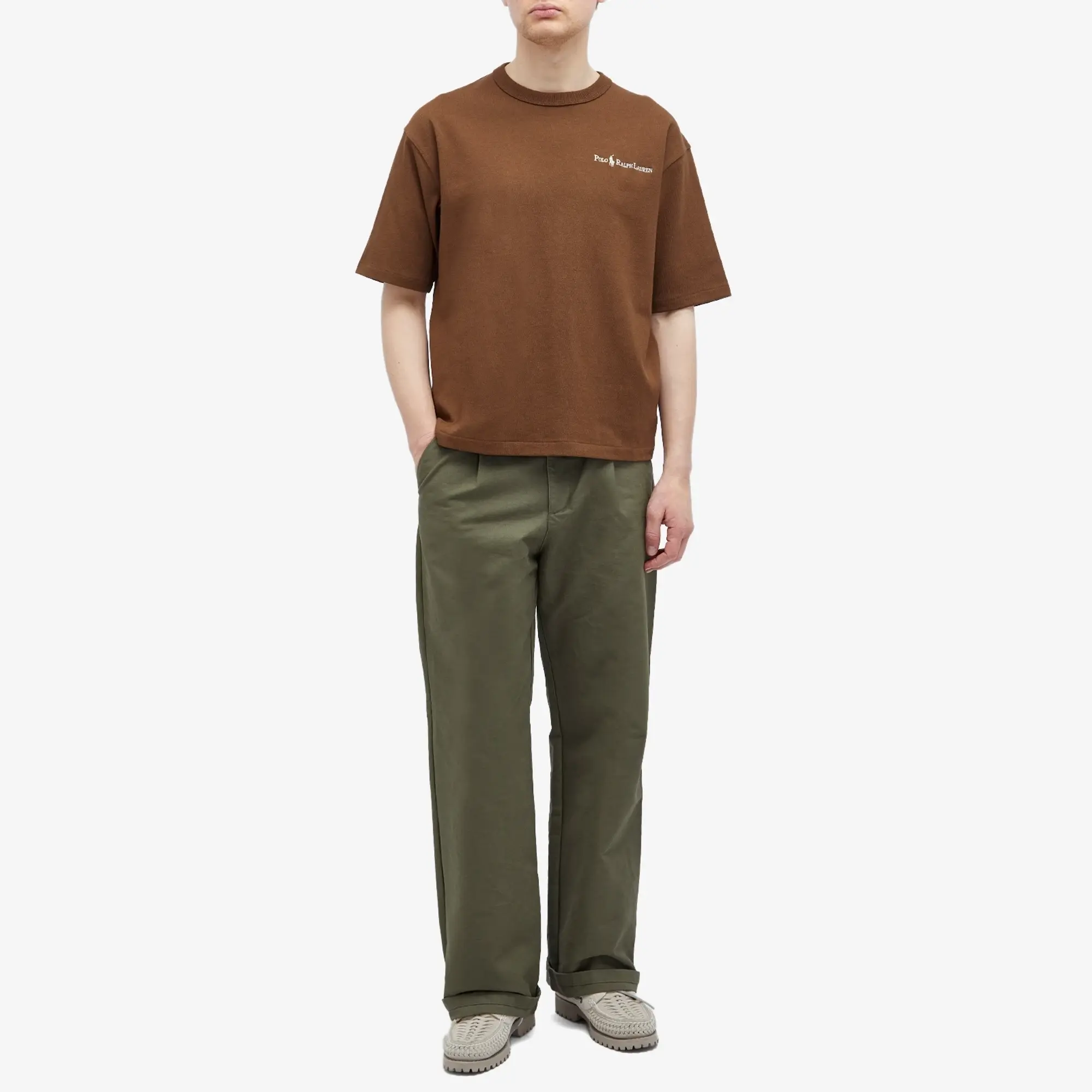 Polo Ralph Lauren Script Player Logo Heavyweight Relaxed Oversized T-Shirt In Brown