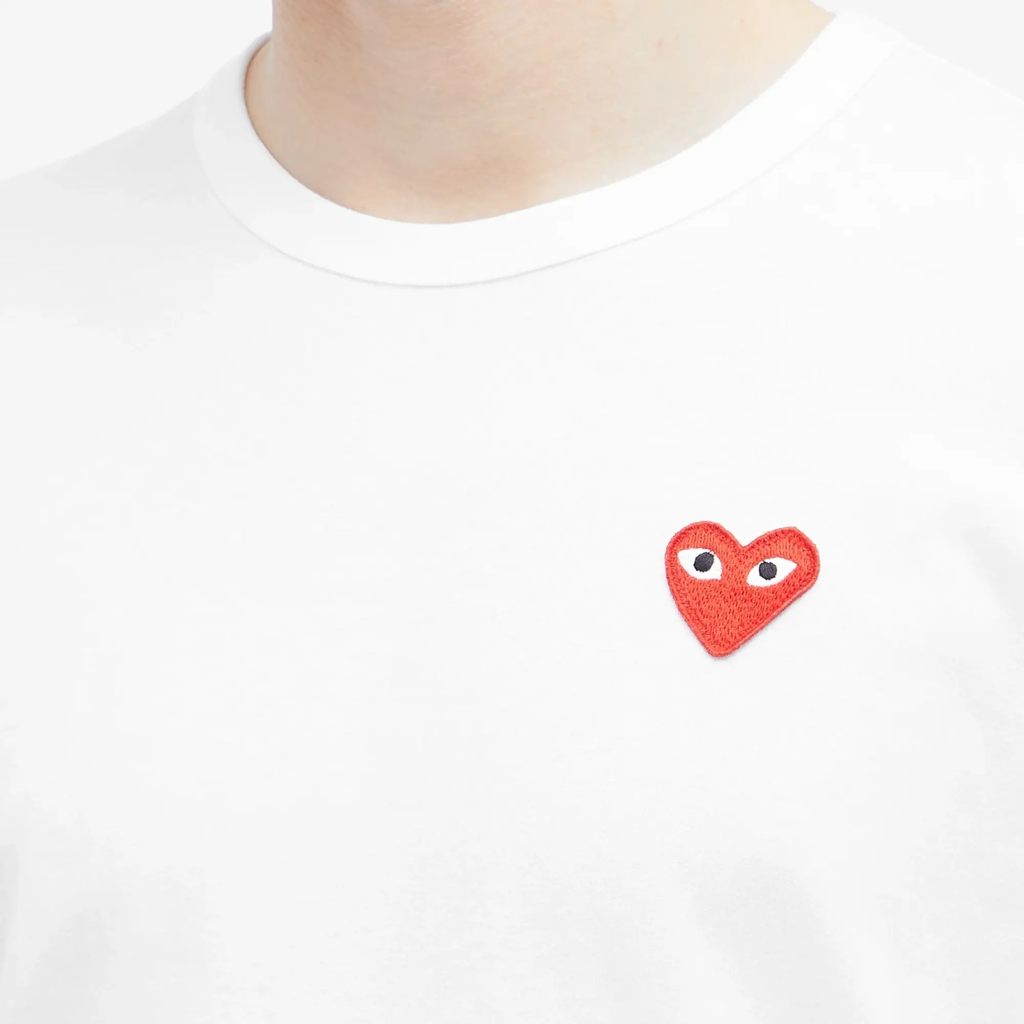 Comme des Garçons Play Men's Long Sleeve Basic Logo T-Shirt White/Red